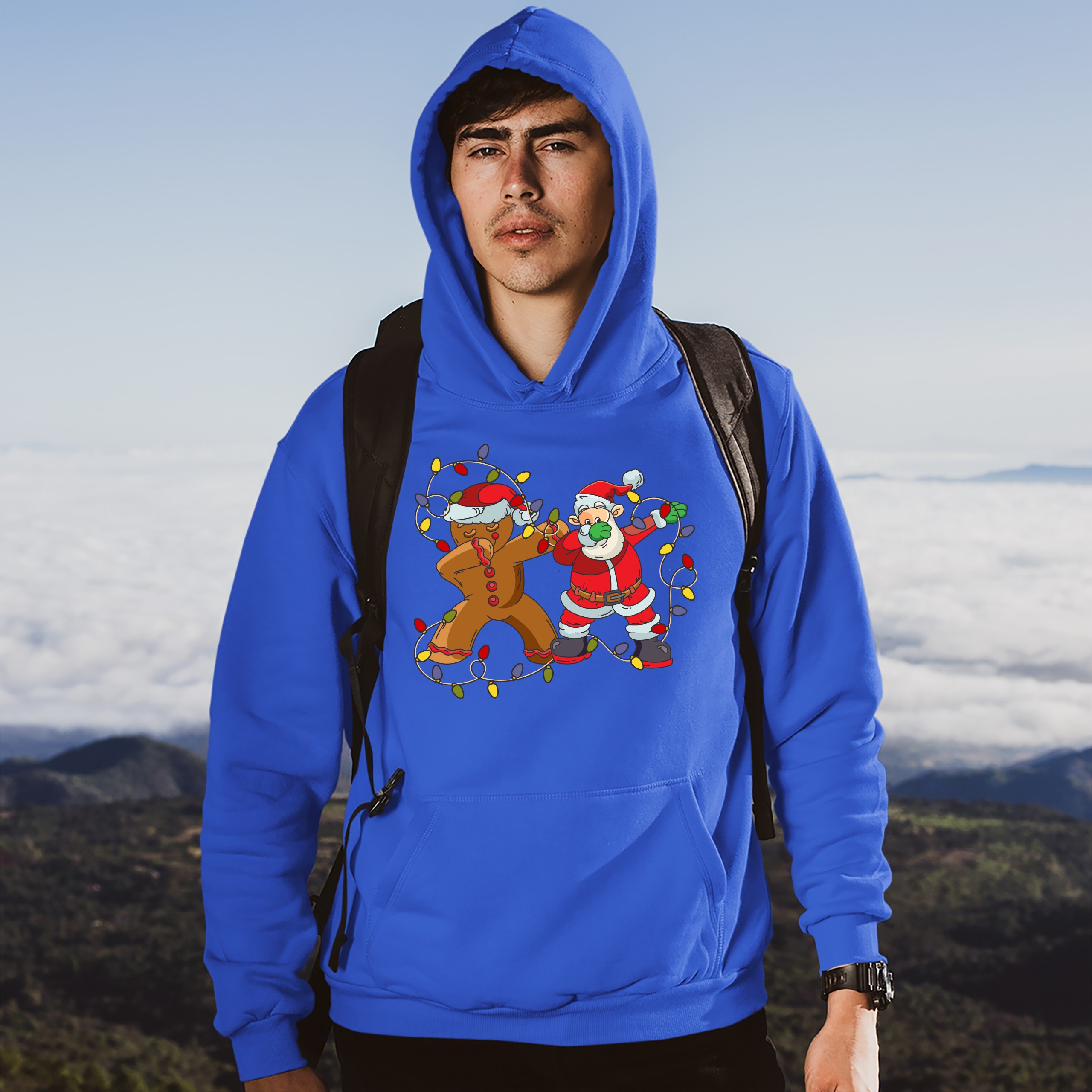 Gingerbread Man and Santa Claus Dab Dance Sweatshirt Merry Christmas Hoodie - Picture 30 of 36
