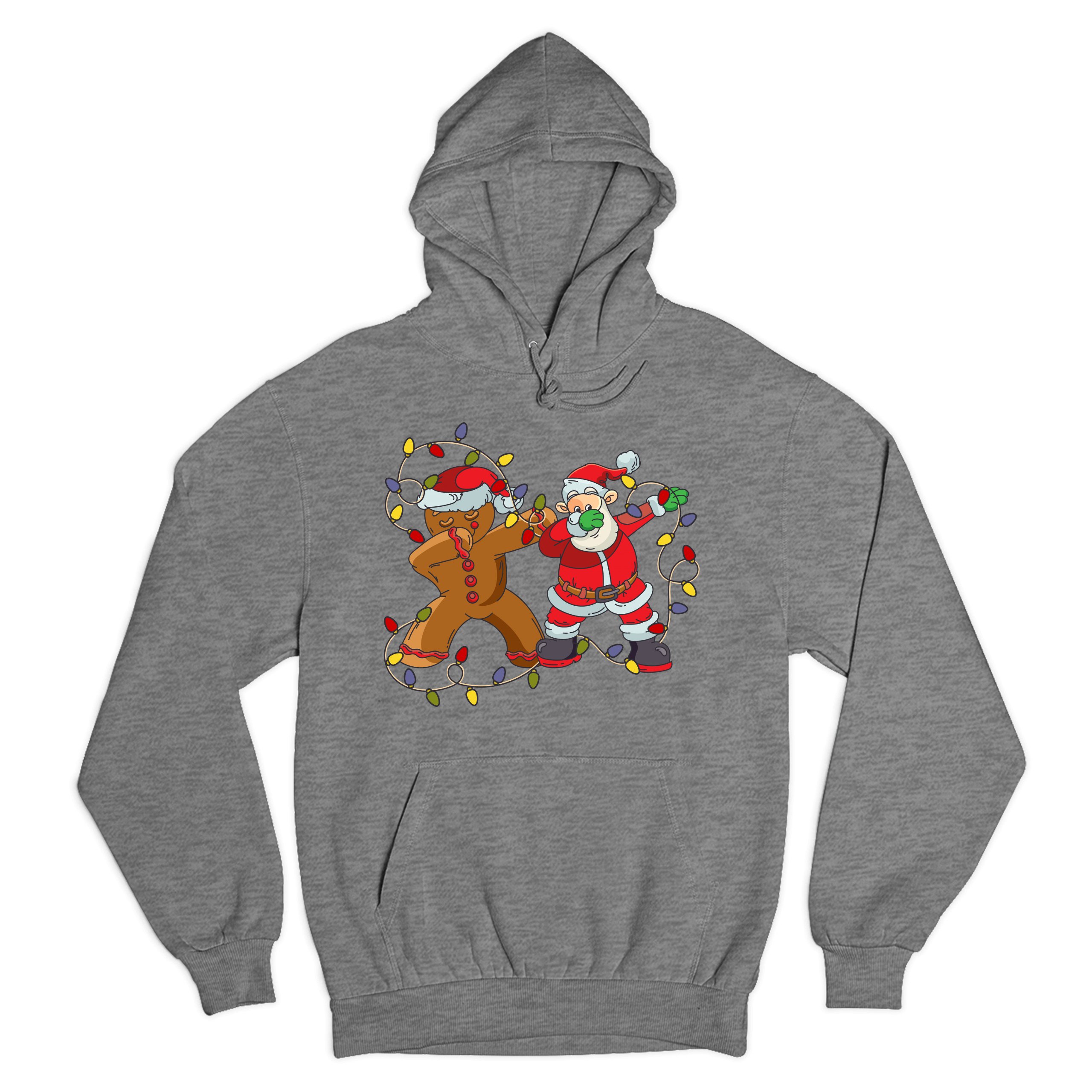 Gingerbread Man and Santa Claus Dab Dance Sweatshirt Merry Christmas Hoodie - Picture 7 of 36