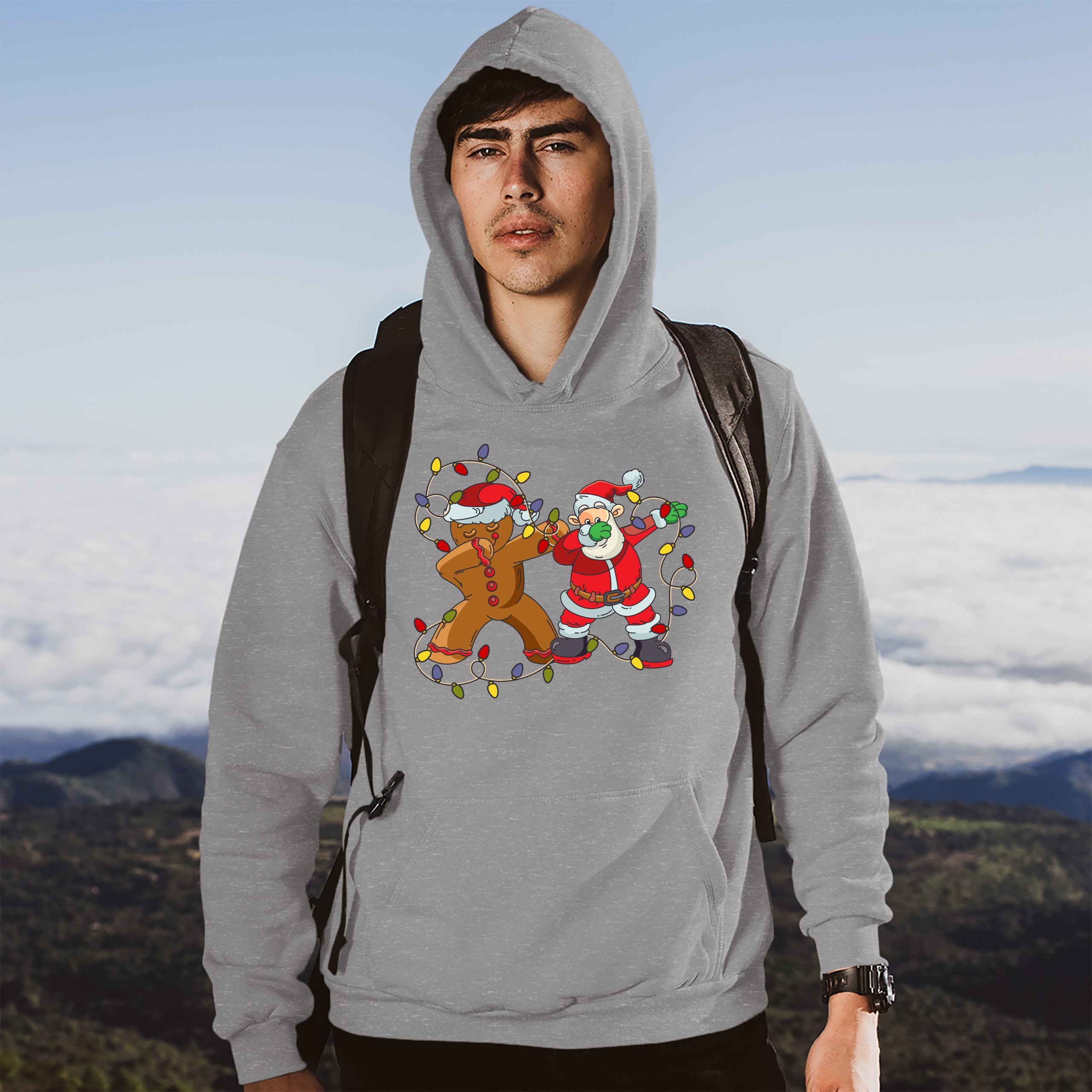 Gingerbread Man and Santa Claus Dab Dance Sweatshirt Merry Christmas Hoodie - Picture 10 of 36