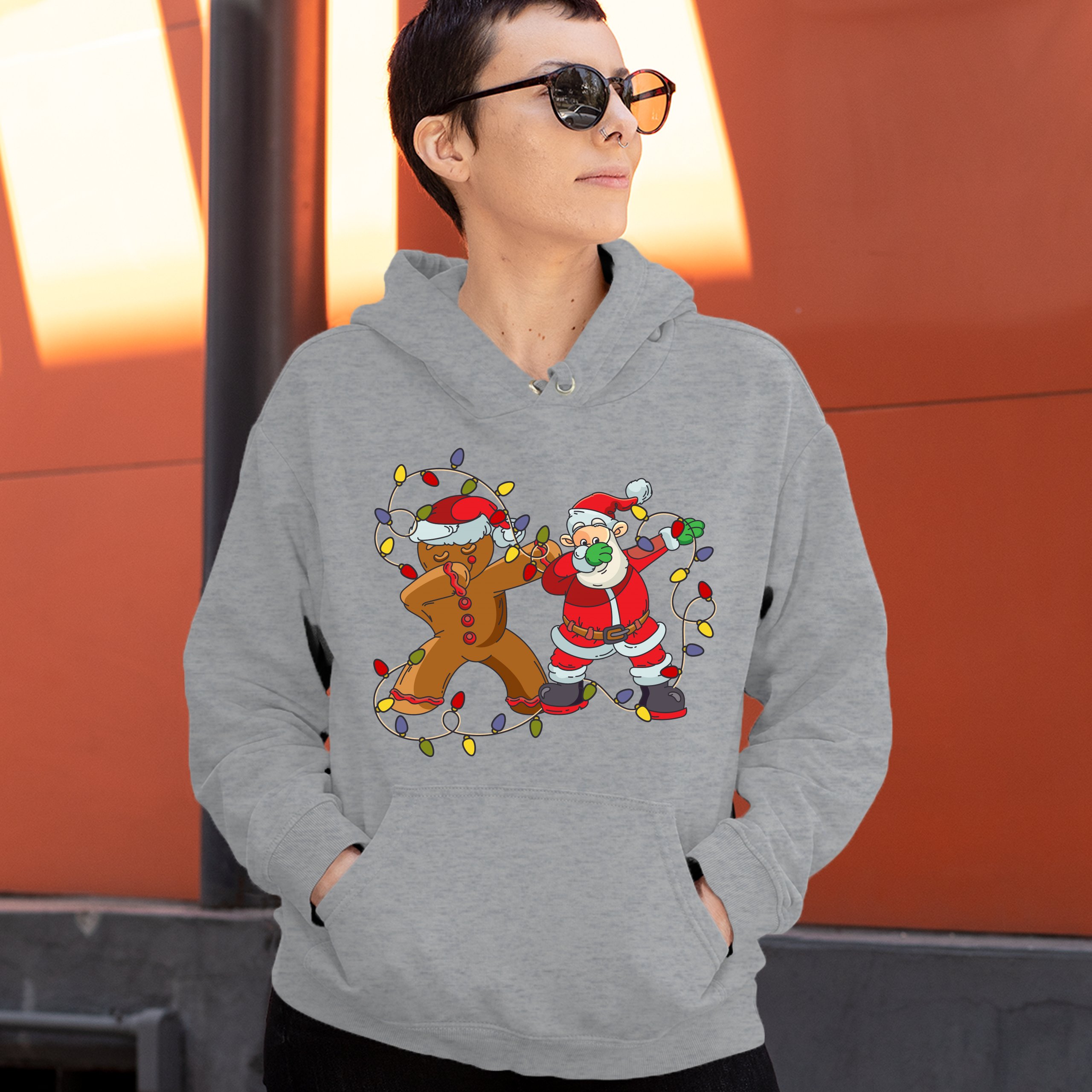 Gingerbread Man and Santa Claus Dab Dance Sweatshirt Merry Christmas Hoodie - Picture 11 of 36