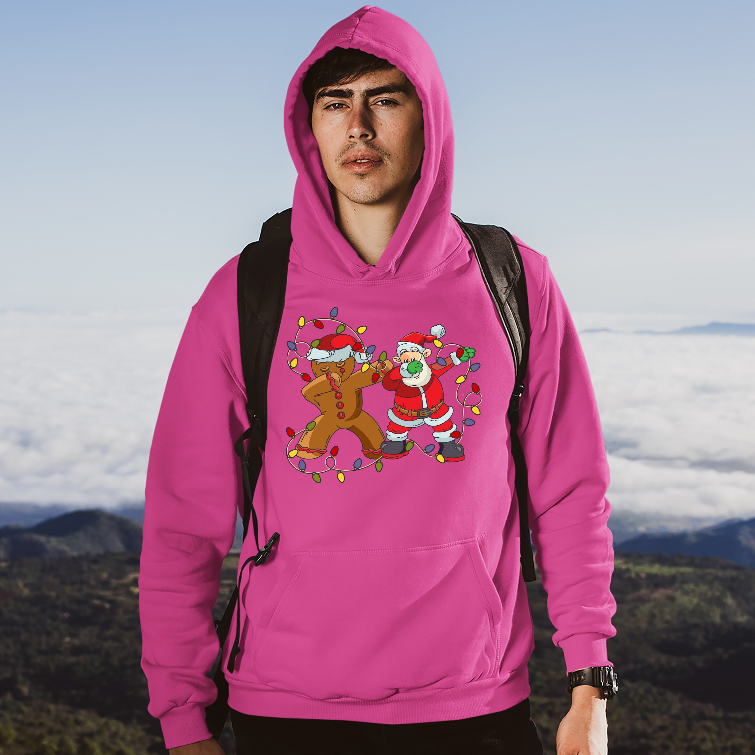 Gingerbread Man and Santa Claus Dab Dance Sweatshirt Merry Christmas Hoodie - Picture 35 of 36