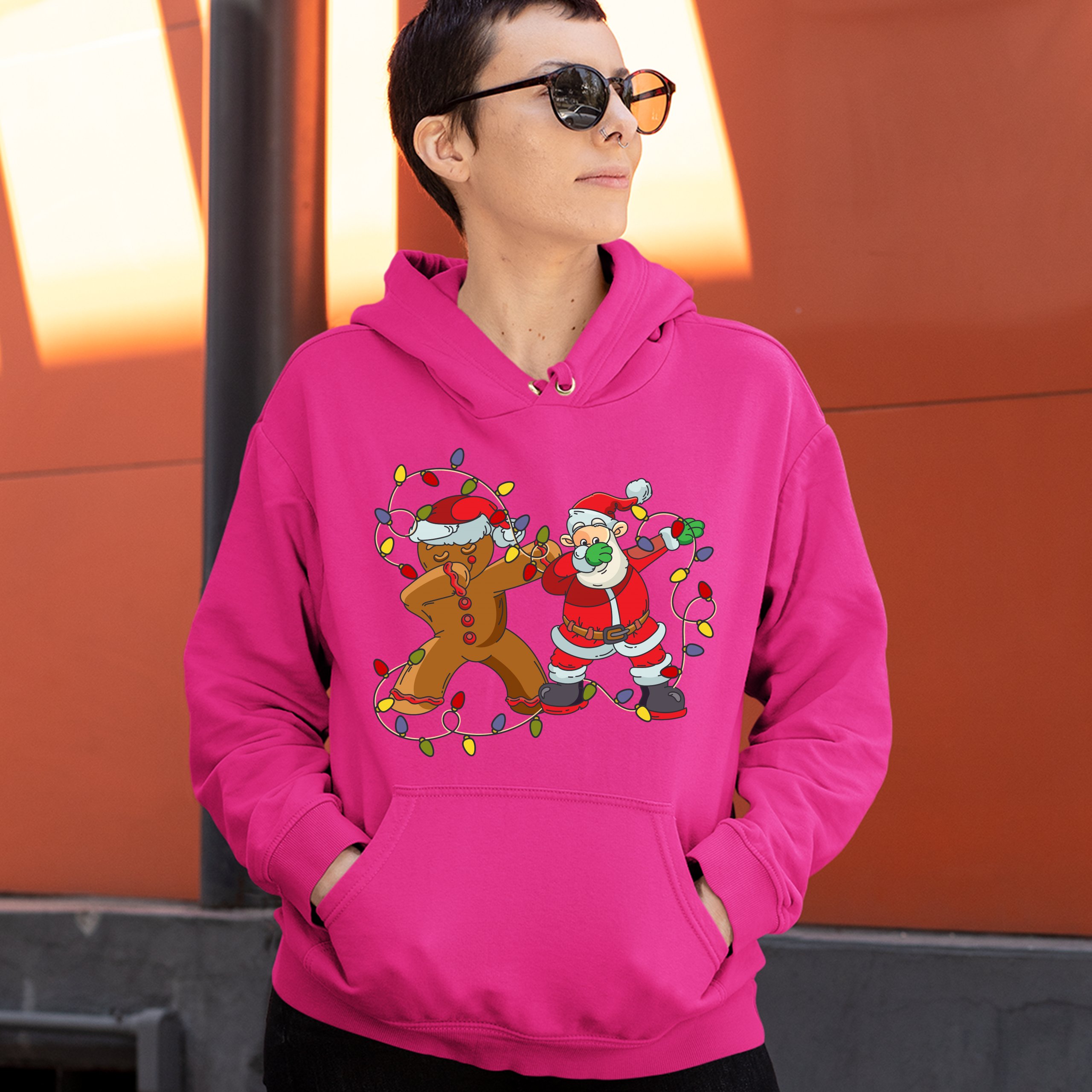 Gingerbread Man and Santa Claus Dab Dance Sweatshirt Merry Christmas Hoodie - Picture 36 of 36