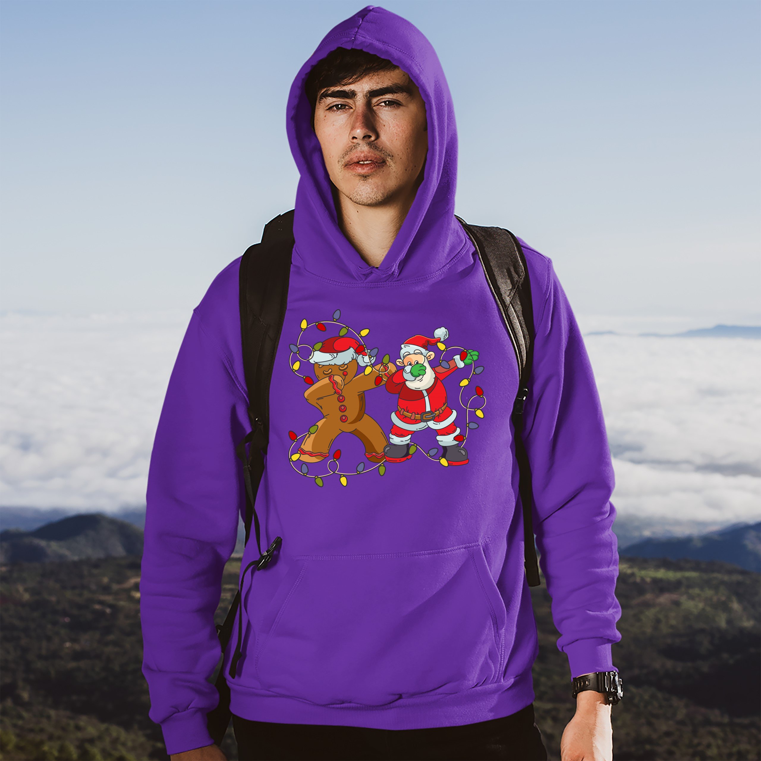 Gingerbread Man and Santa Claus Dab Dance Sweatshirt Merry Christmas Hoodie - Picture 15 of 36