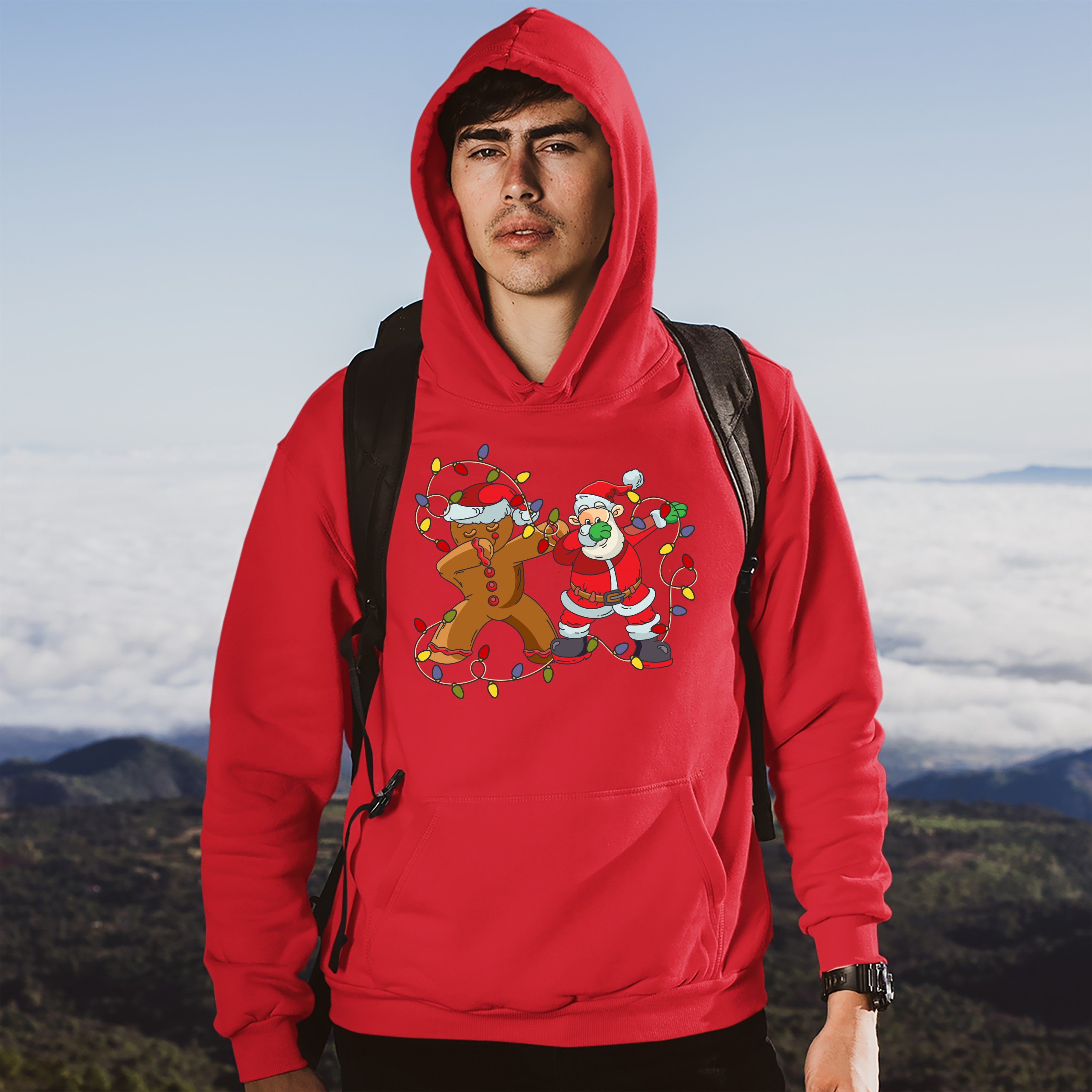 Gingerbread Man and Santa Claus Dab Dance Sweatshirt Merry Christmas Hoodie - Picture 20 of 36