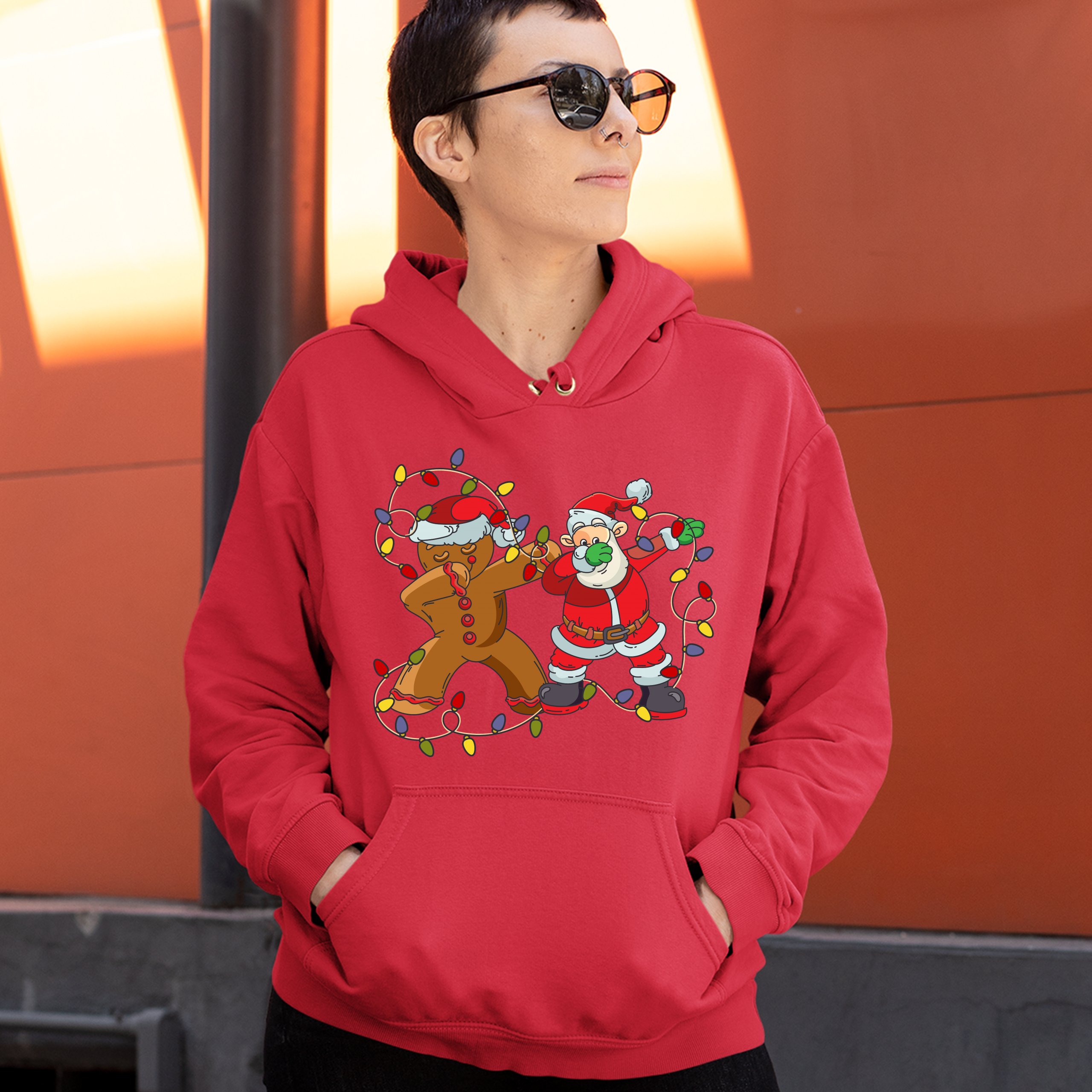 Gingerbread Man and Santa Claus Dab Dance Sweatshirt Merry Christmas Hoodie - Picture 21 of 36