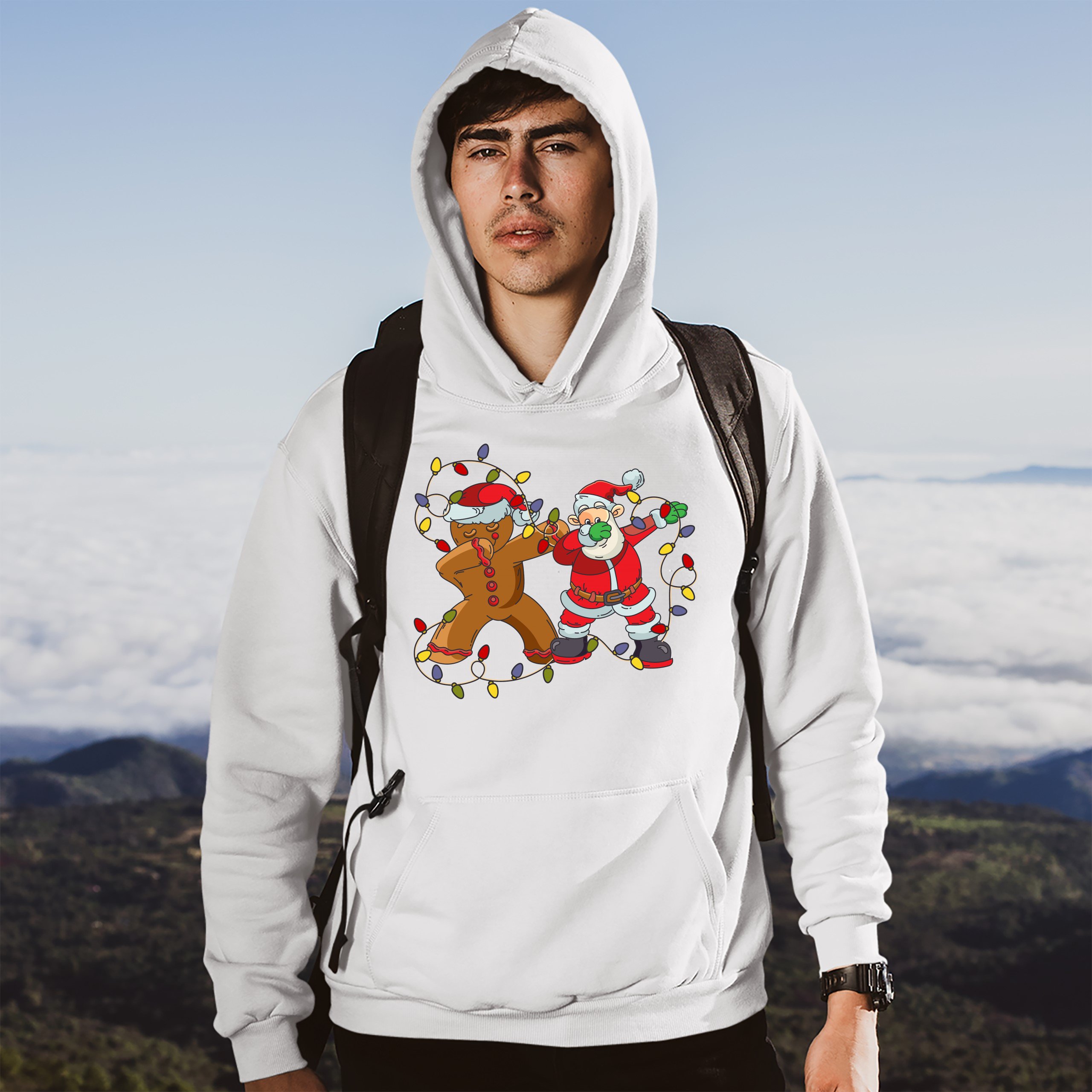 Gingerbread Man and Santa Claus Dab Dance Sweatshirt Merry Christmas Hoodie - Picture 25 of 36
