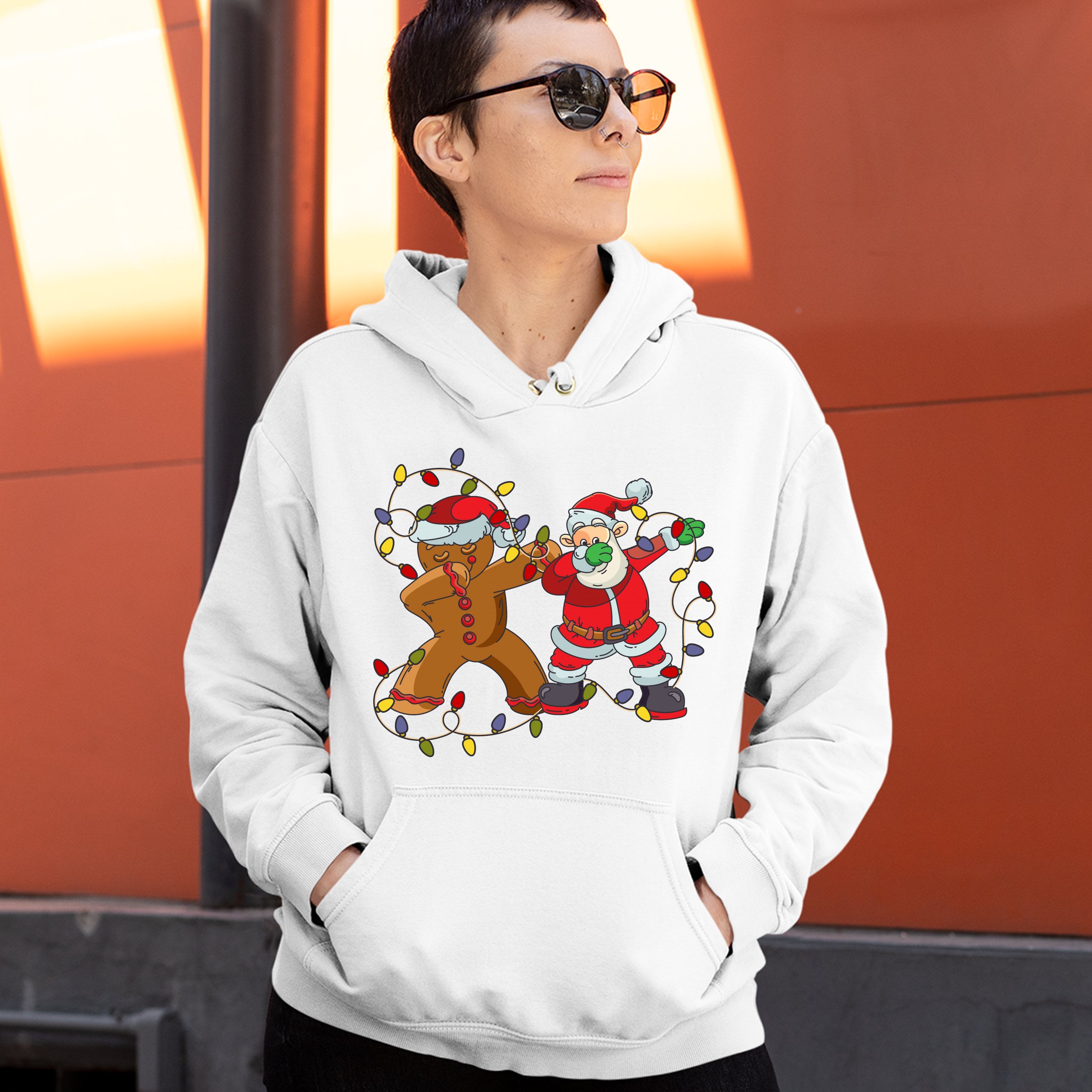 Gingerbread Man and Santa Claus Dab Dance Sweatshirt Merry Christmas Hoodie - Picture 26 of 36