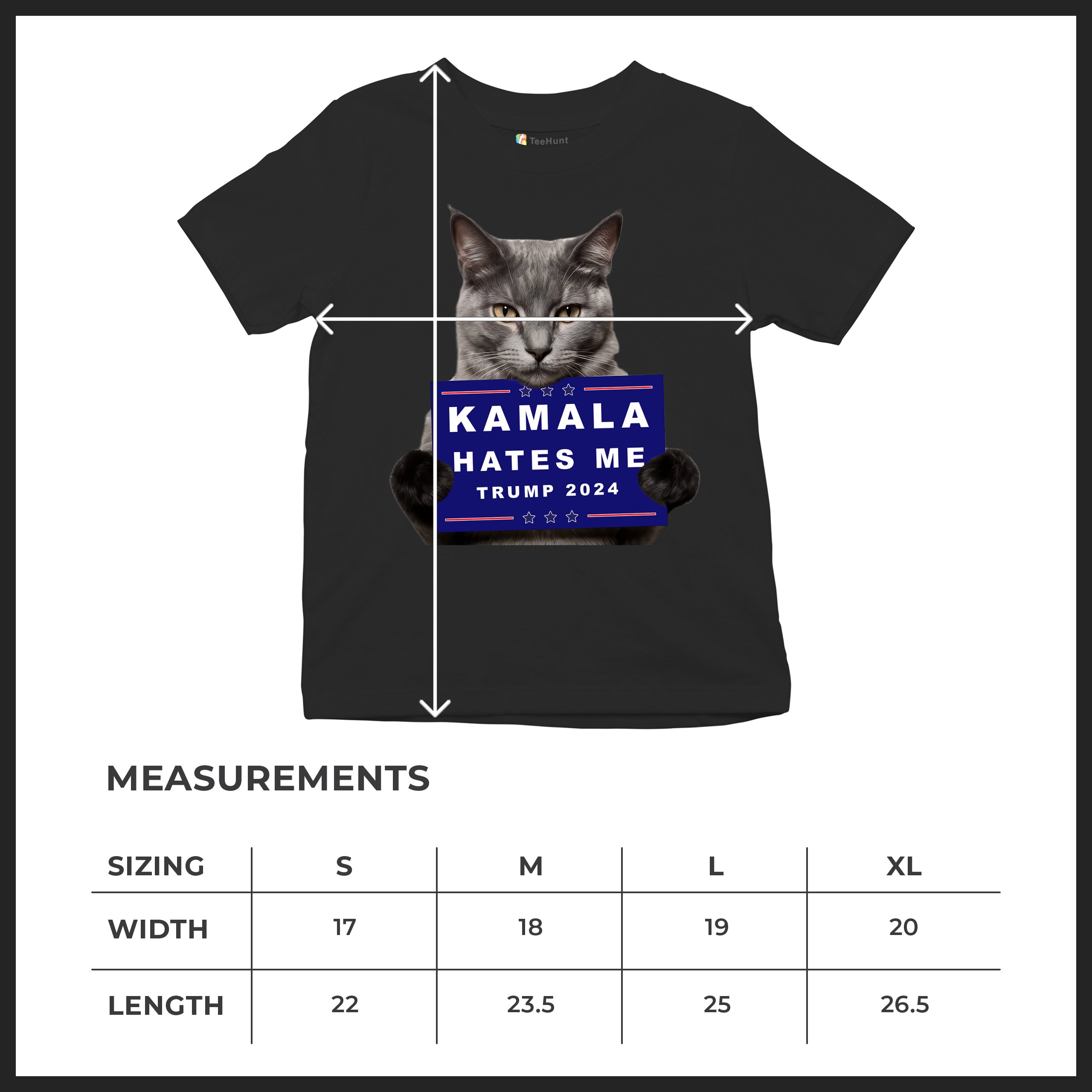 Kamala Hates Me Trump 2024 Youth T-shirt Funny Cat Republican Pet MAGA Kids - Picture 8 of 50