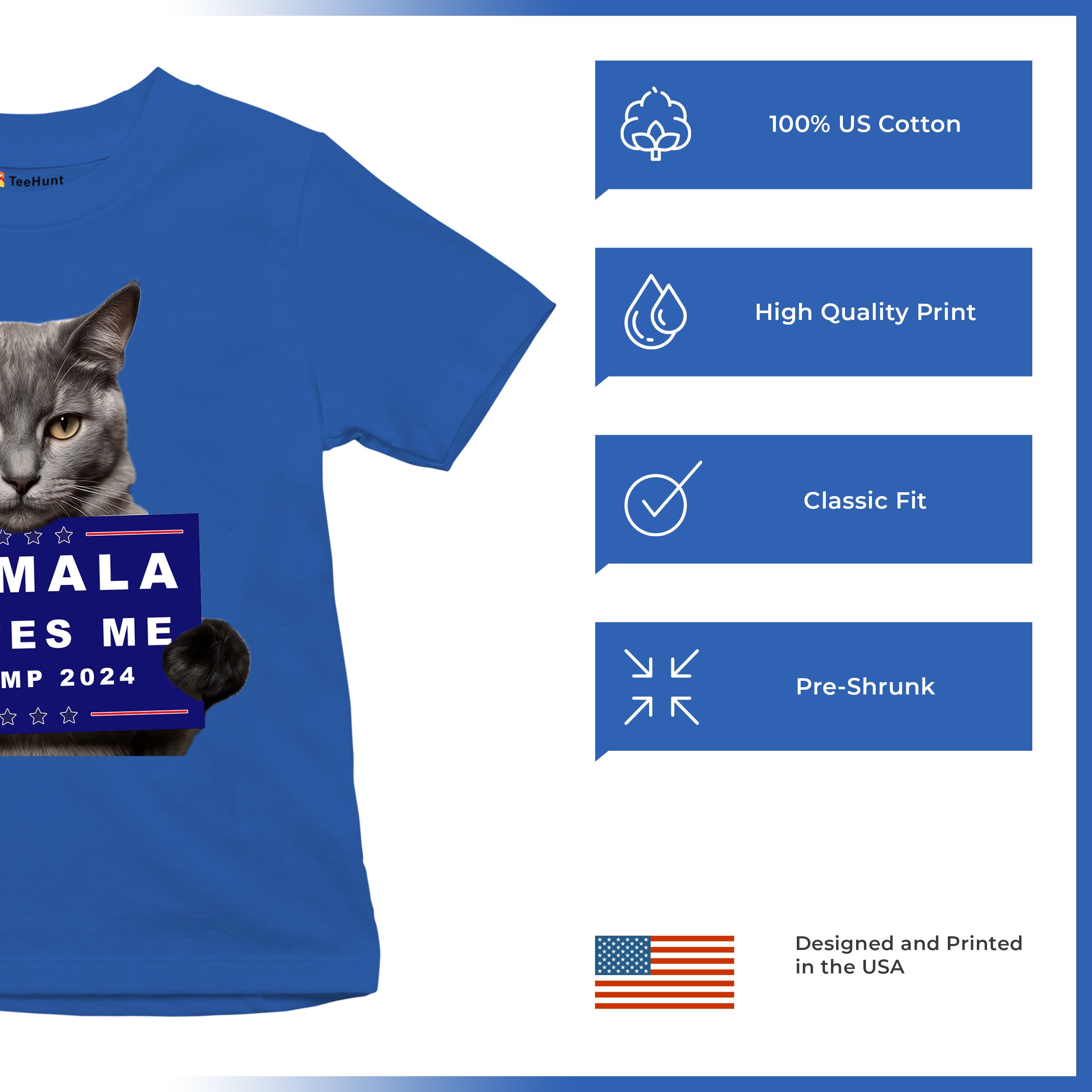 Kamala Hates Me Trump 2024 Youth T-shirt Funny Cat Republican Pet MAGA Kids - Picture 42 of 50