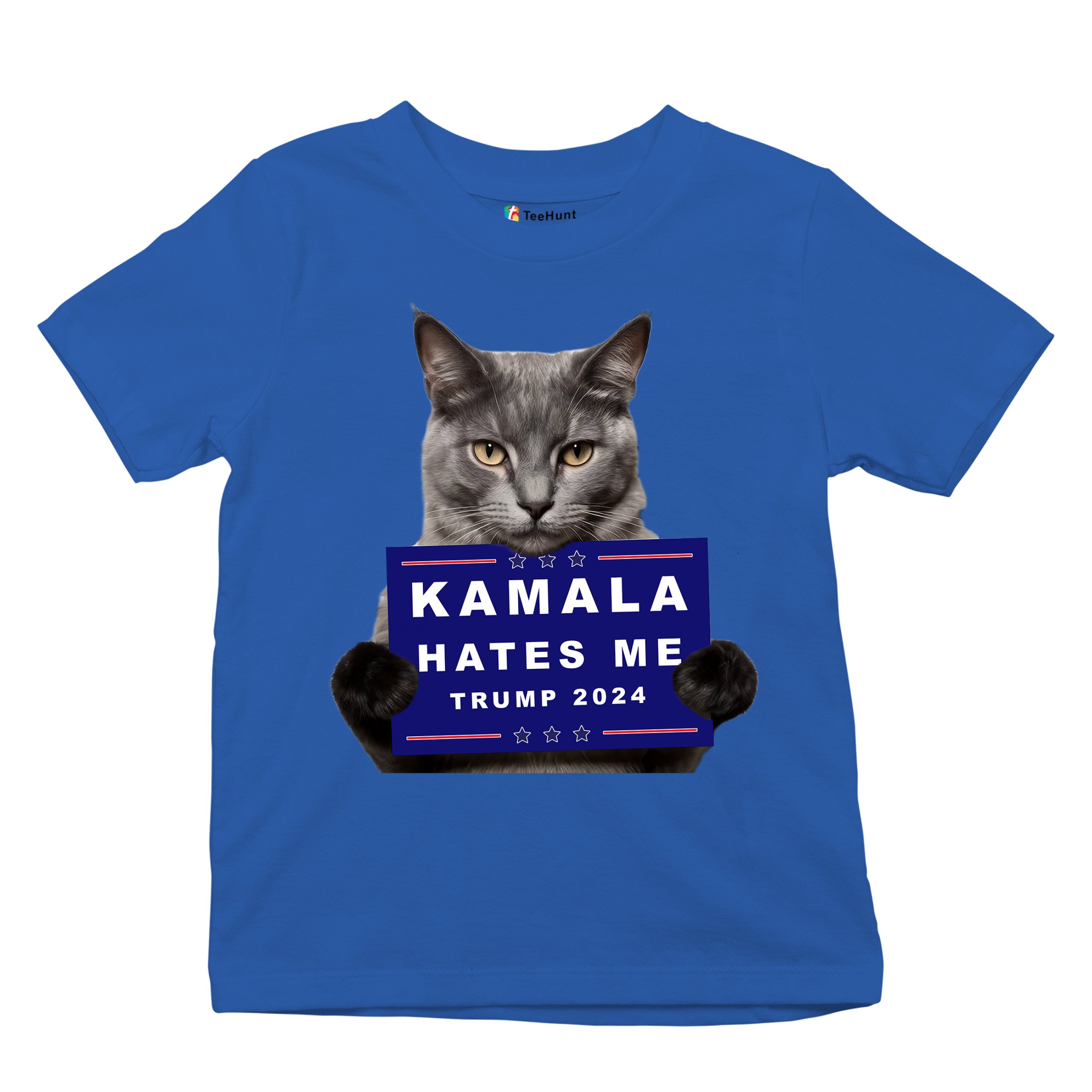 Kamala Hates Me Trump 2024 Youth T-shirt Funny Cat Republican Pet MAGA Kids - Picture 41 of 50