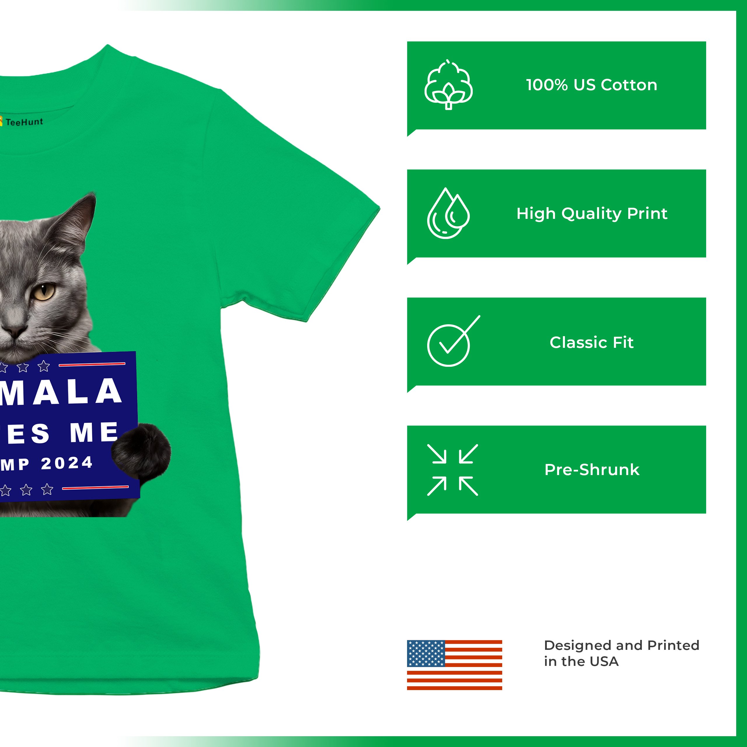 Kamala Hates Me Trump 2024 Youth T-shirt Funny Cat Republican Pet MAGA Kids - Picture 35 of 50