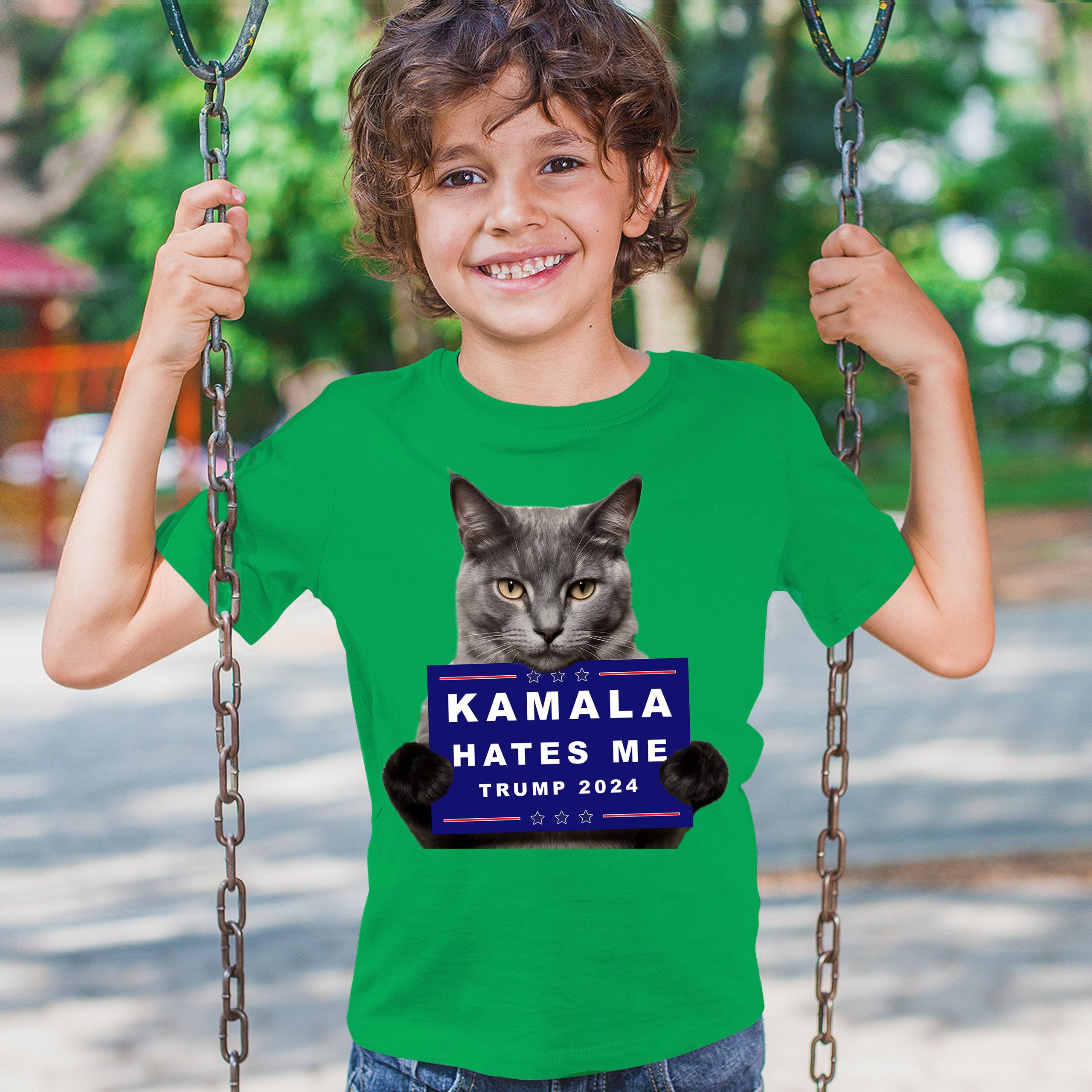 Kamala Hates Me Trump 2024 Youth T-shirt Funny Cat Republican Pet MAGA Kids - Picture 33 of 50