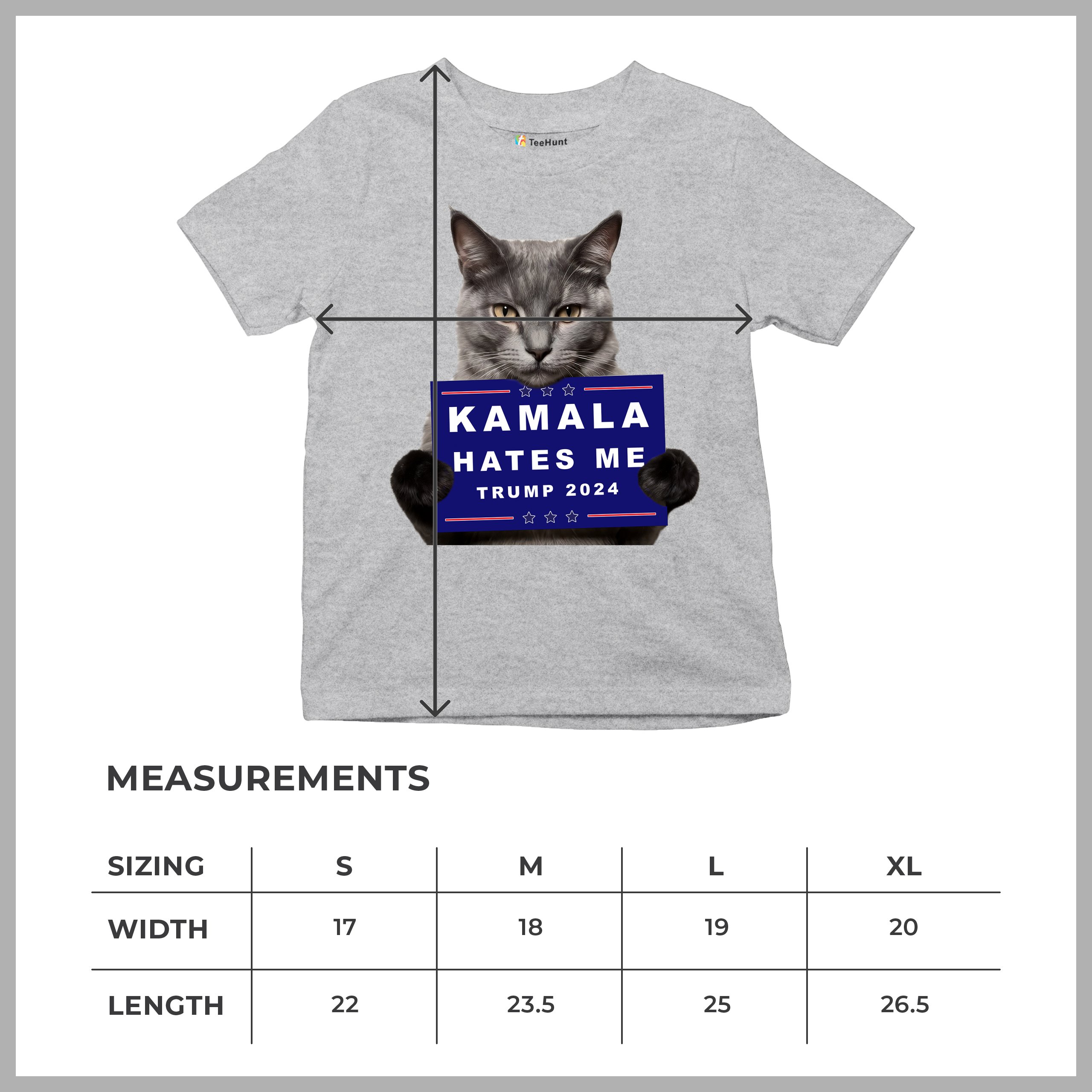 Kamala Hates Me Trump 2024 Youth T-shirt Funny Cat Republican Pet MAGA Kids - Picture 15 of 50