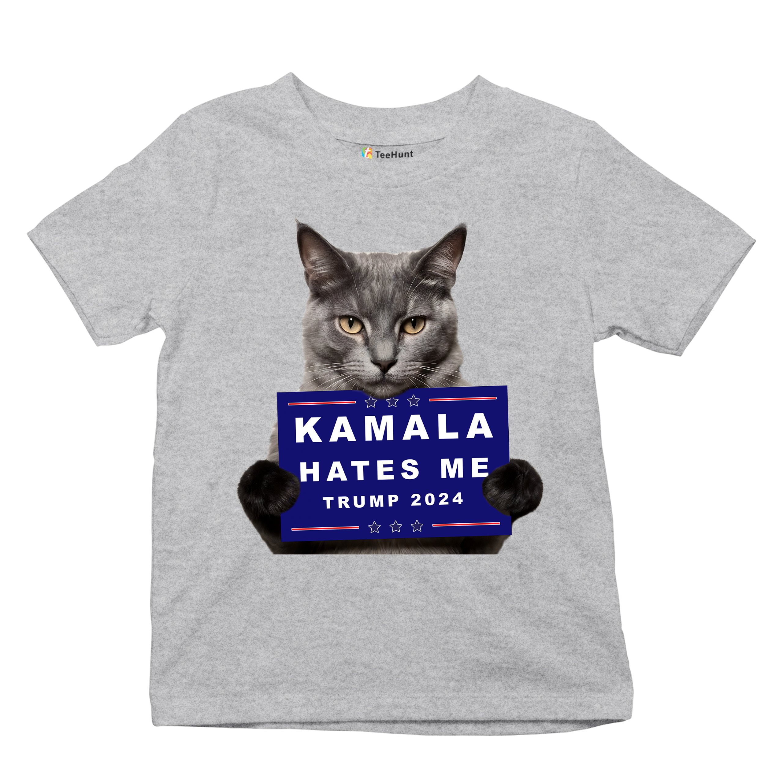 Kamala Hates Me Trump 2024 Youth T-shirt Funny Cat Republican Pet MAGA Kids - Picture 13 of 50