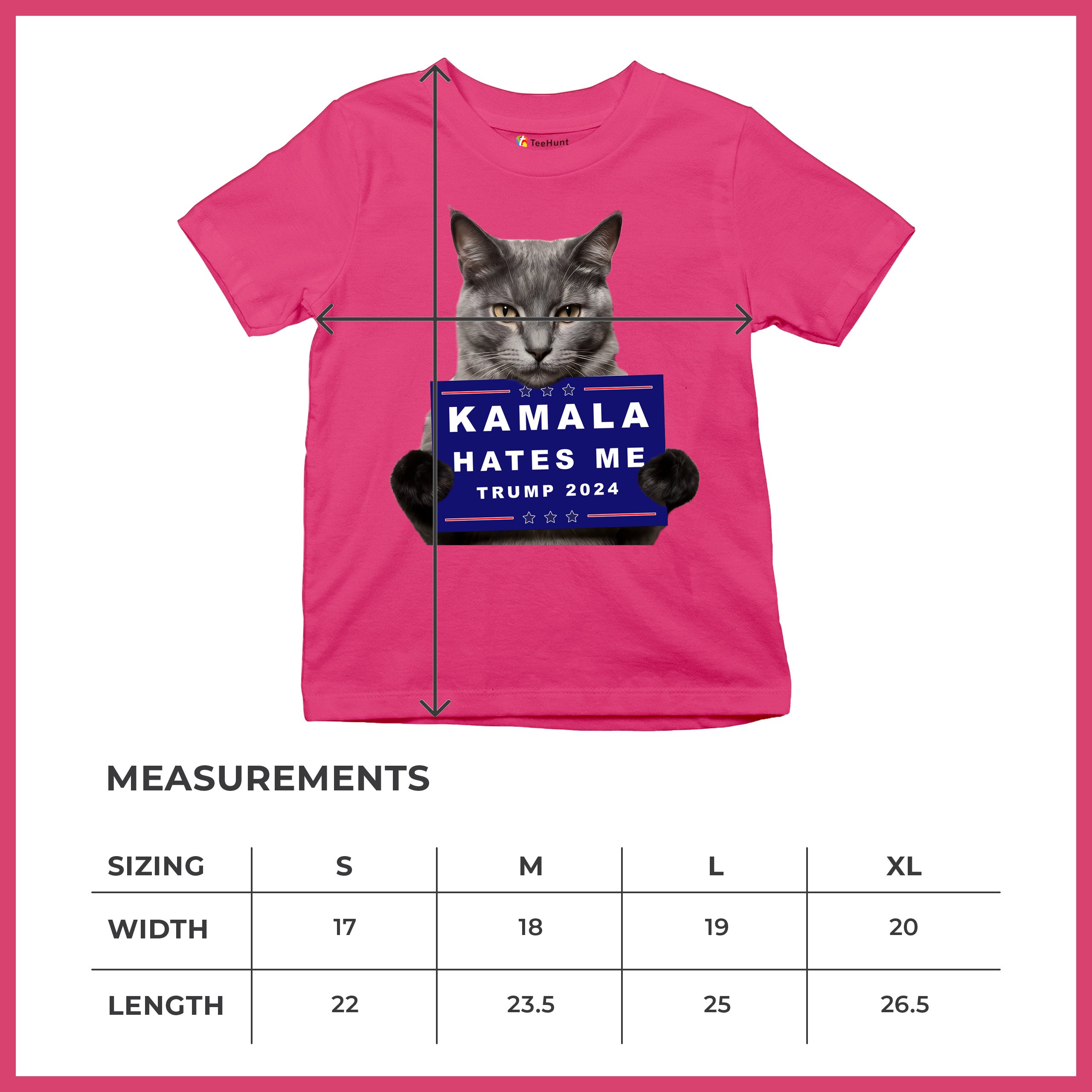 Kamala Hates Me Trump 2024 Youth T-shirt Funny Cat Republican Pet MAGA Kids - Picture 50 of 50