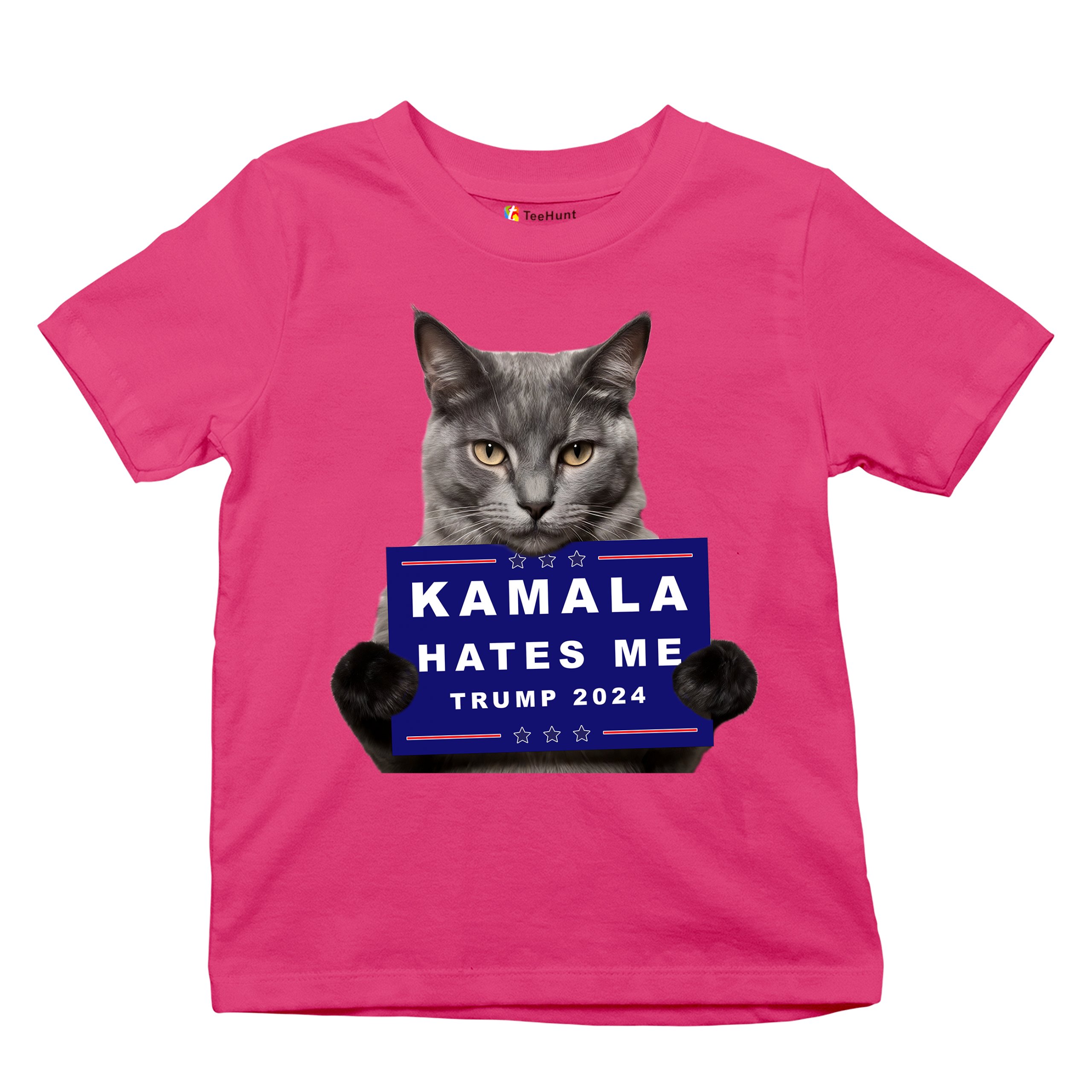 Kamala Hates Me Trump 2024 Youth T-shirt Funny Cat Republican Pet MAGA Kids - Picture 48 of 50