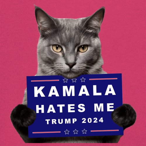Kamala Hates Me Trump 2024 Youth T-shirt Funny Cat Republican Pet MAGA Kids - Picture 46 of 50