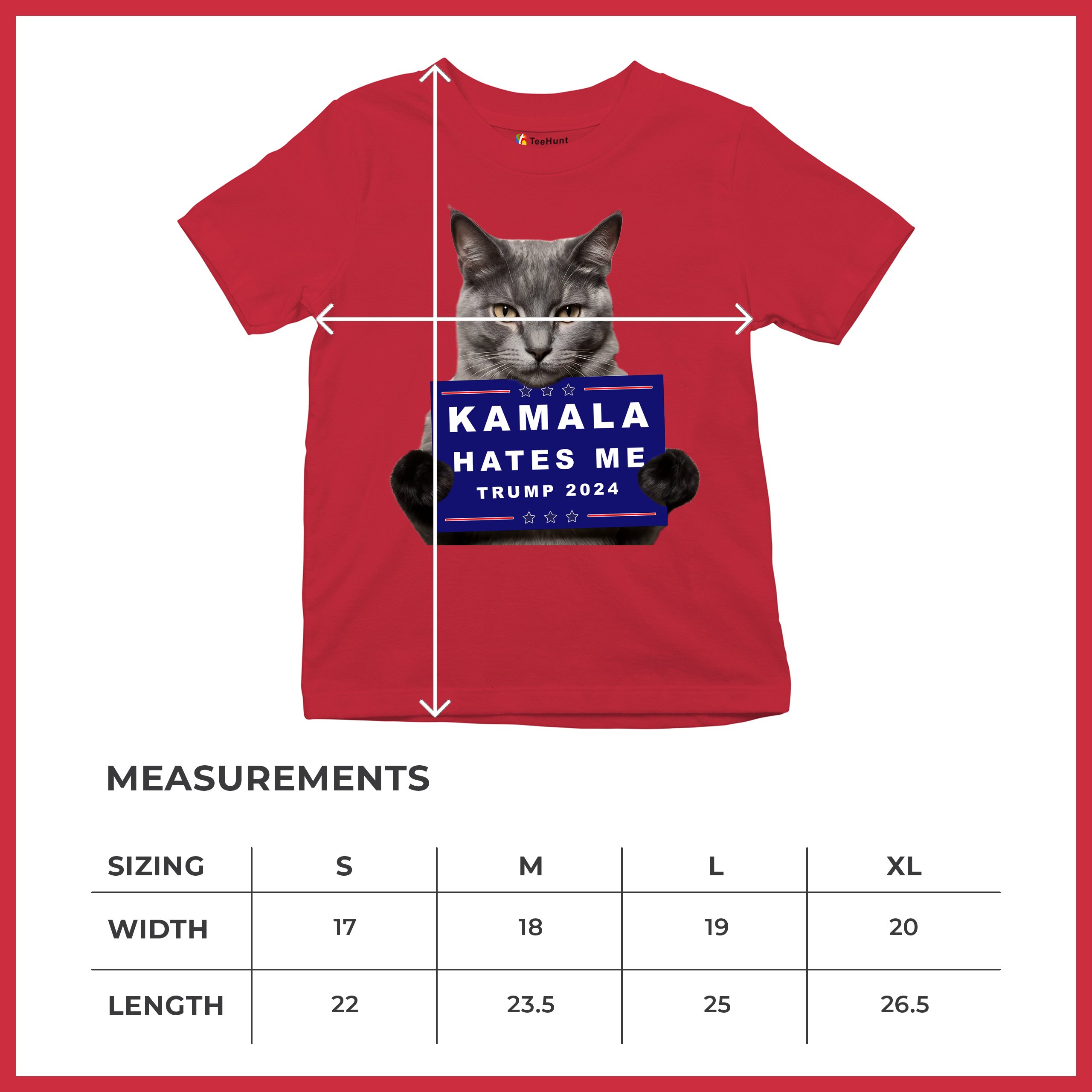 Kamala Hates Me Trump 2024 Youth T-shirt Funny Cat Republican Pet MAGA Kids - Picture 22 of 50