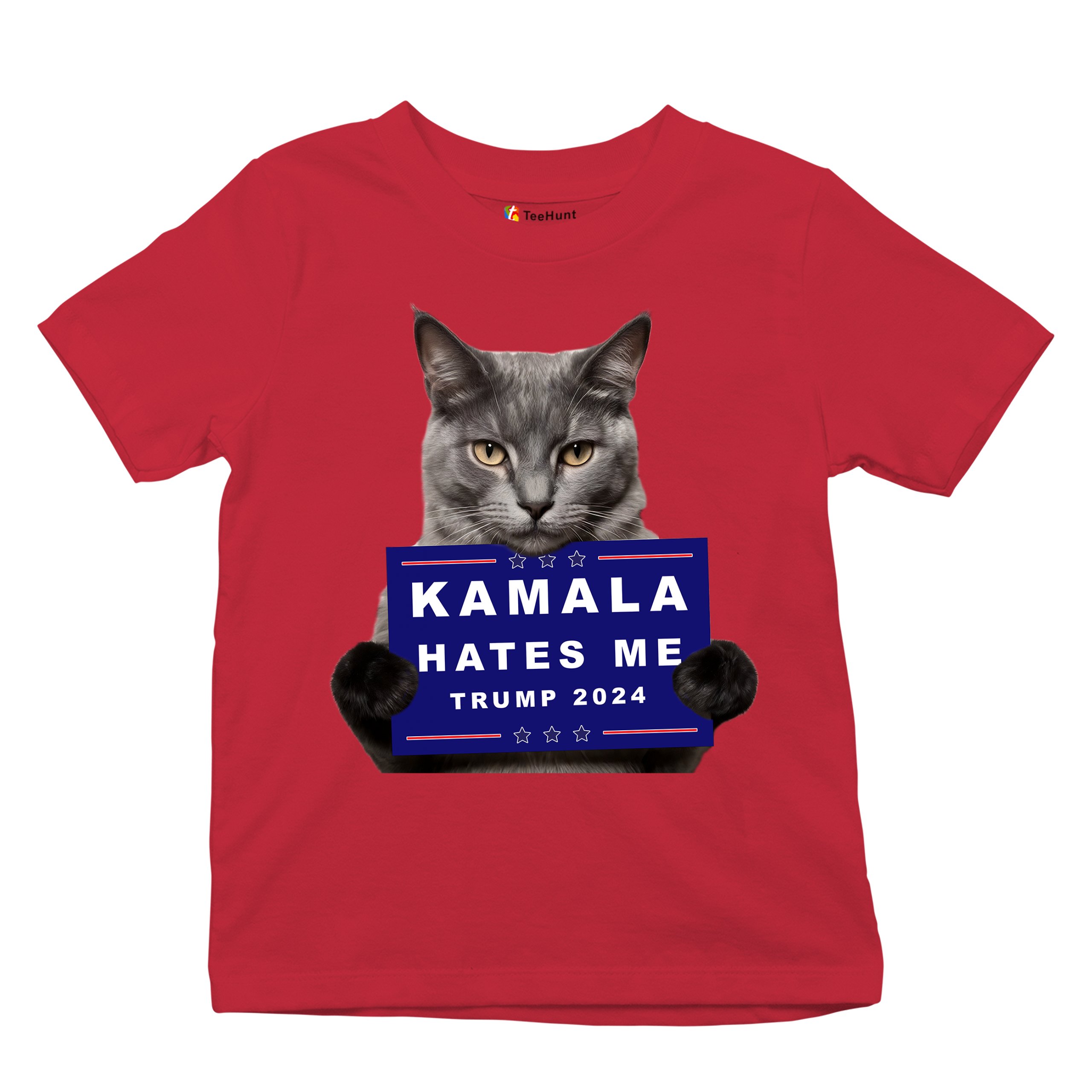 Kamala Hates Me Trump 2024 Youth T-shirt Funny Cat Republican Pet MAGA Kids - Picture 20 of 50