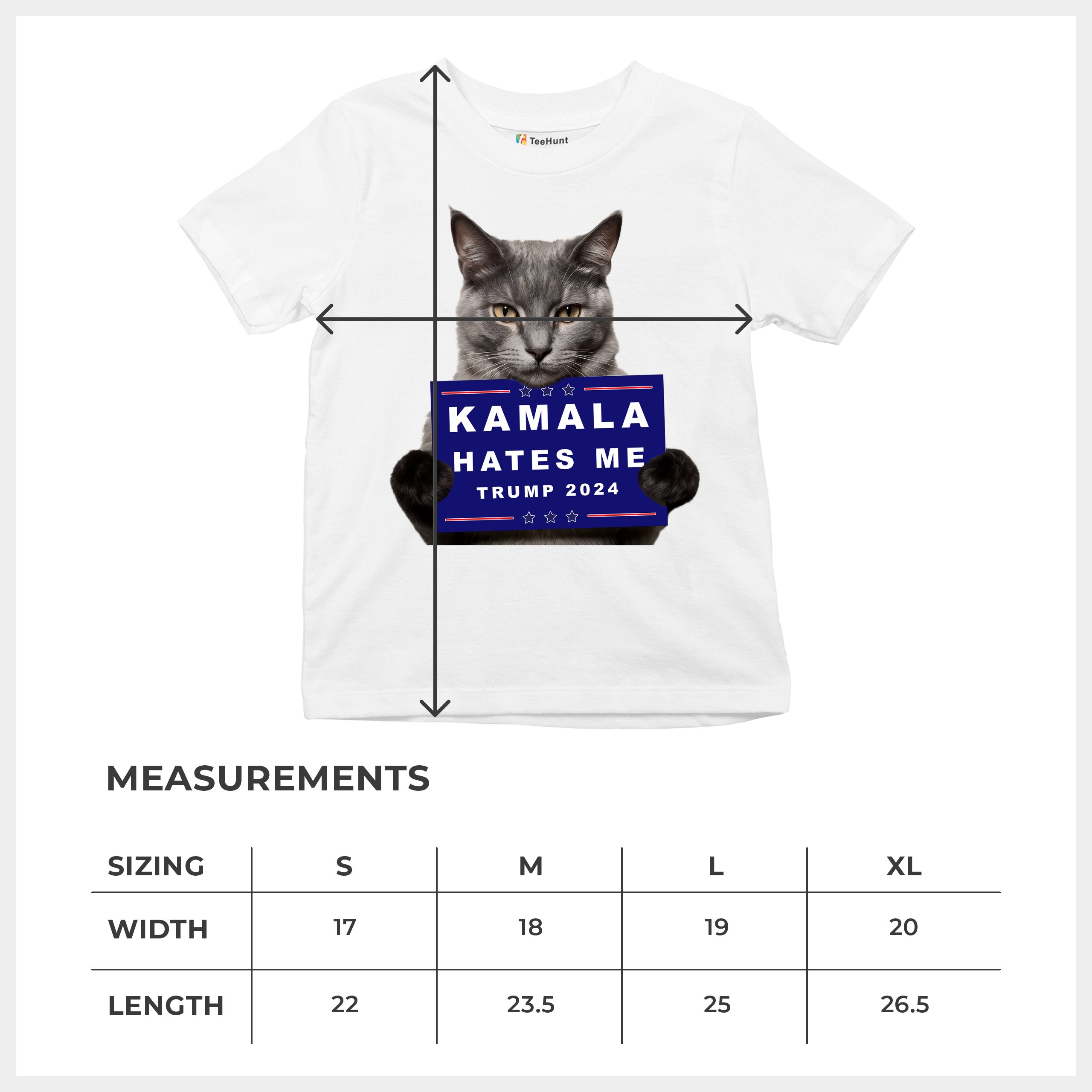 Kamala Hates Me Trump 2024 Youth T-shirt Funny Cat Republican Pet MAGA Kids - Picture 29 of 50