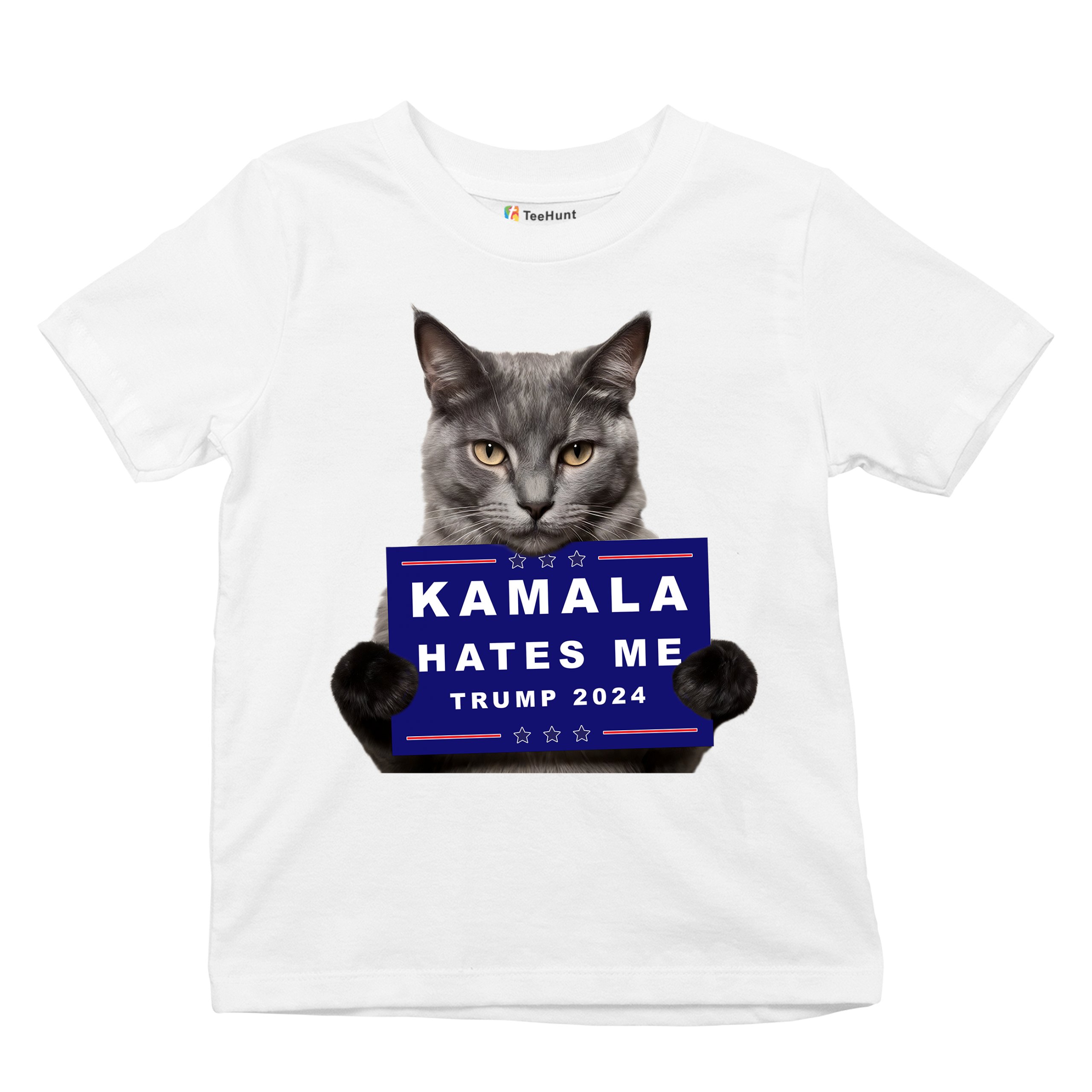 Kamala Hates Me Trump 2024 Youth T-shirt Funny Cat Republican Pet MAGA Kids - Picture 27 of 50