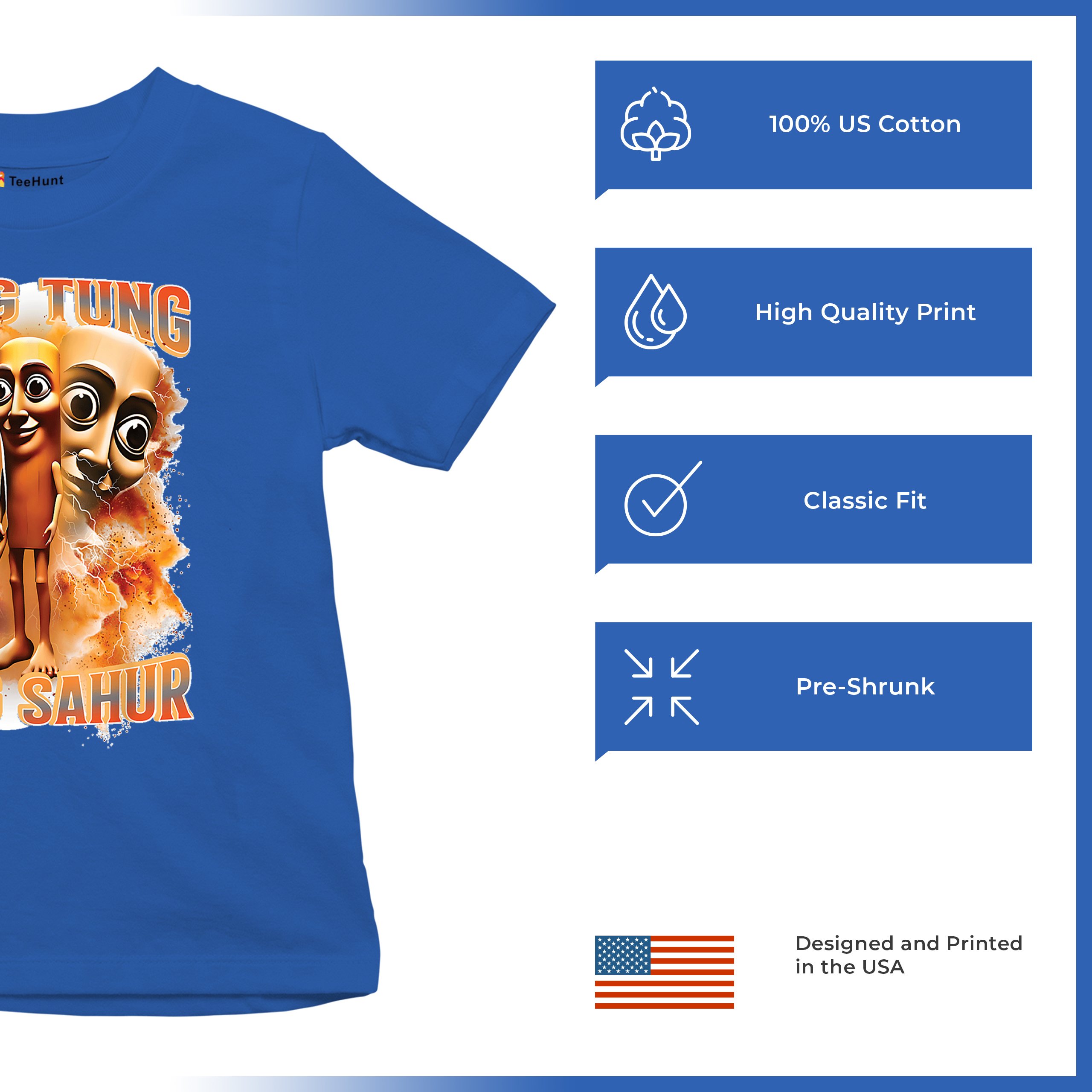 Tung Tung Tung Sahur Youth T-shirt Funny Italian Brainrot Meme VIbe Kids - Picture 42 of 50