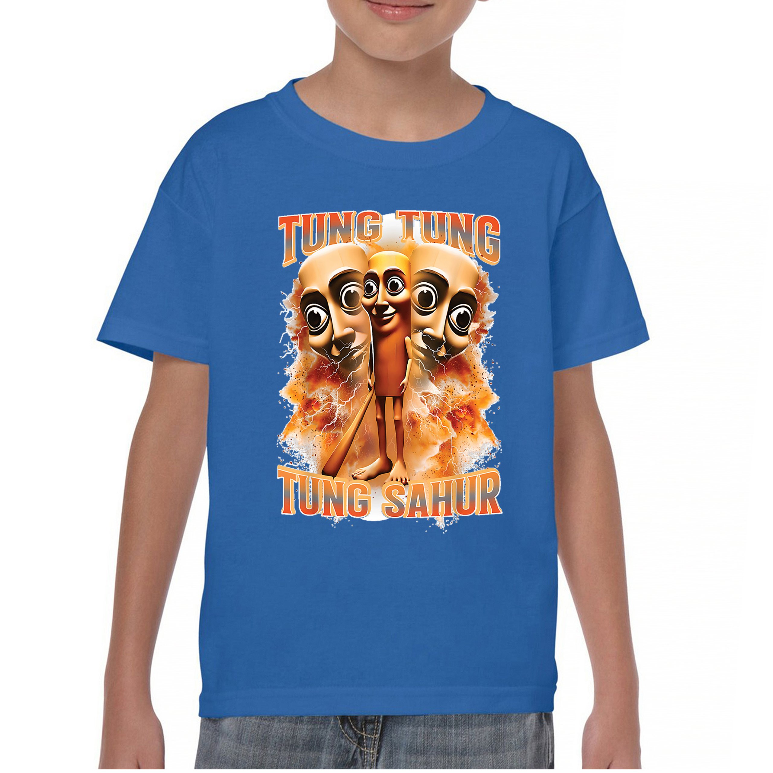 Tung Tung Tung Sahur Youth T-shirt Funny Italian Brainrot Meme VIbe Kids - Picture 37 of 50
