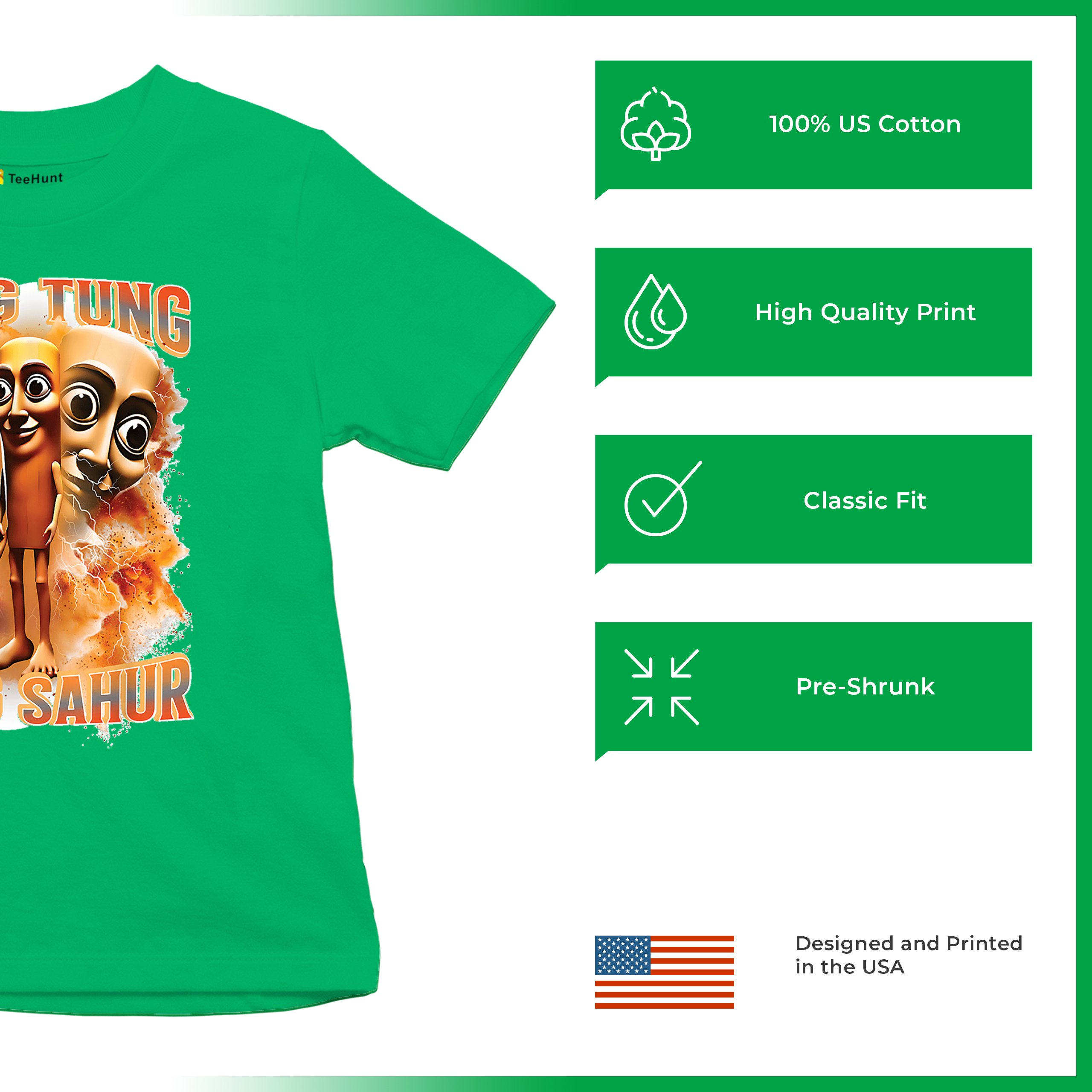 Tung Tung Tung Sahur Youth T-shirt Funny Italian Brainrot Meme VIbe Kids - Picture 35 of 50