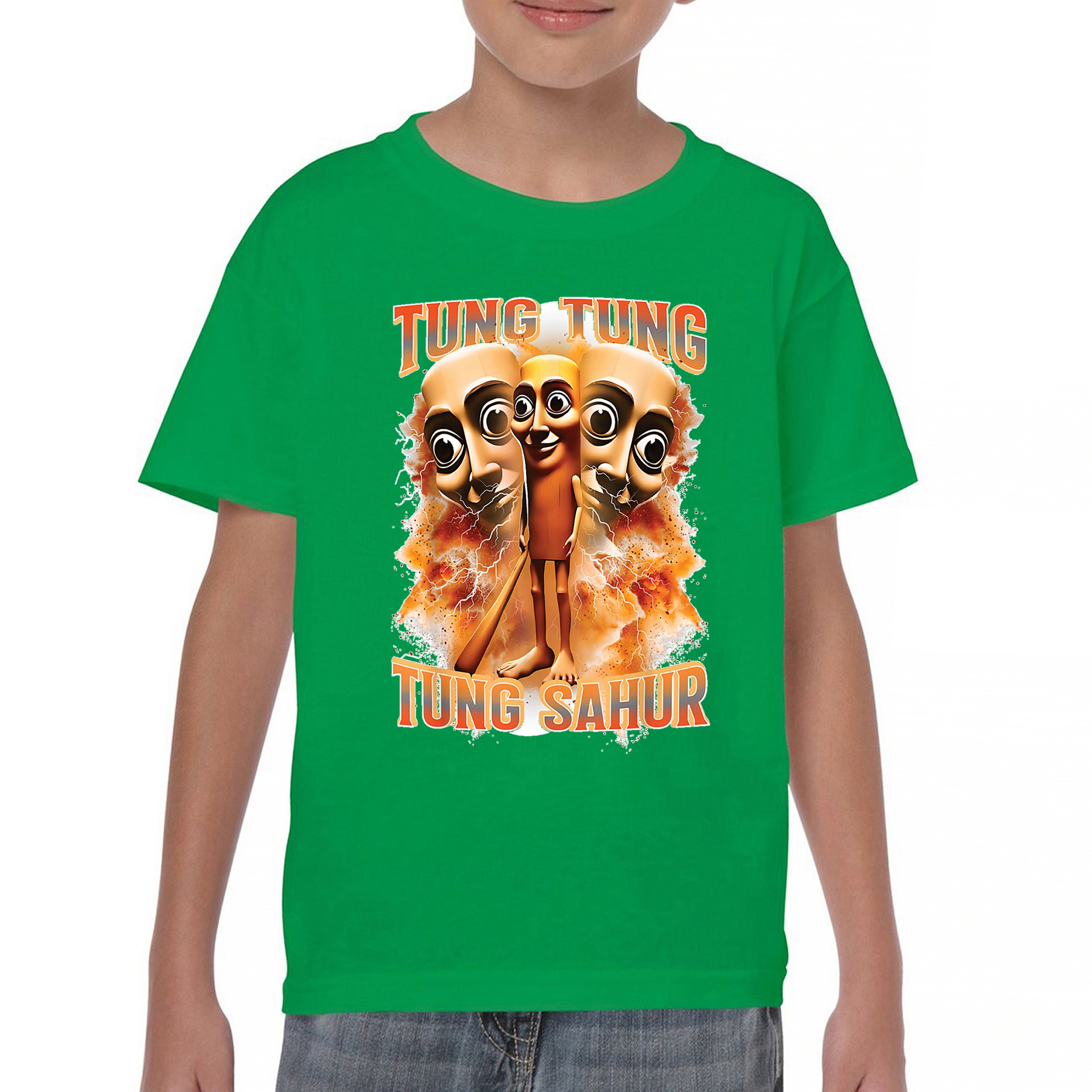 Tung Tung Tung Sahur Youth T-shirt Funny Italian Brainrot Meme VIbe Kids - Picture 30 of 50