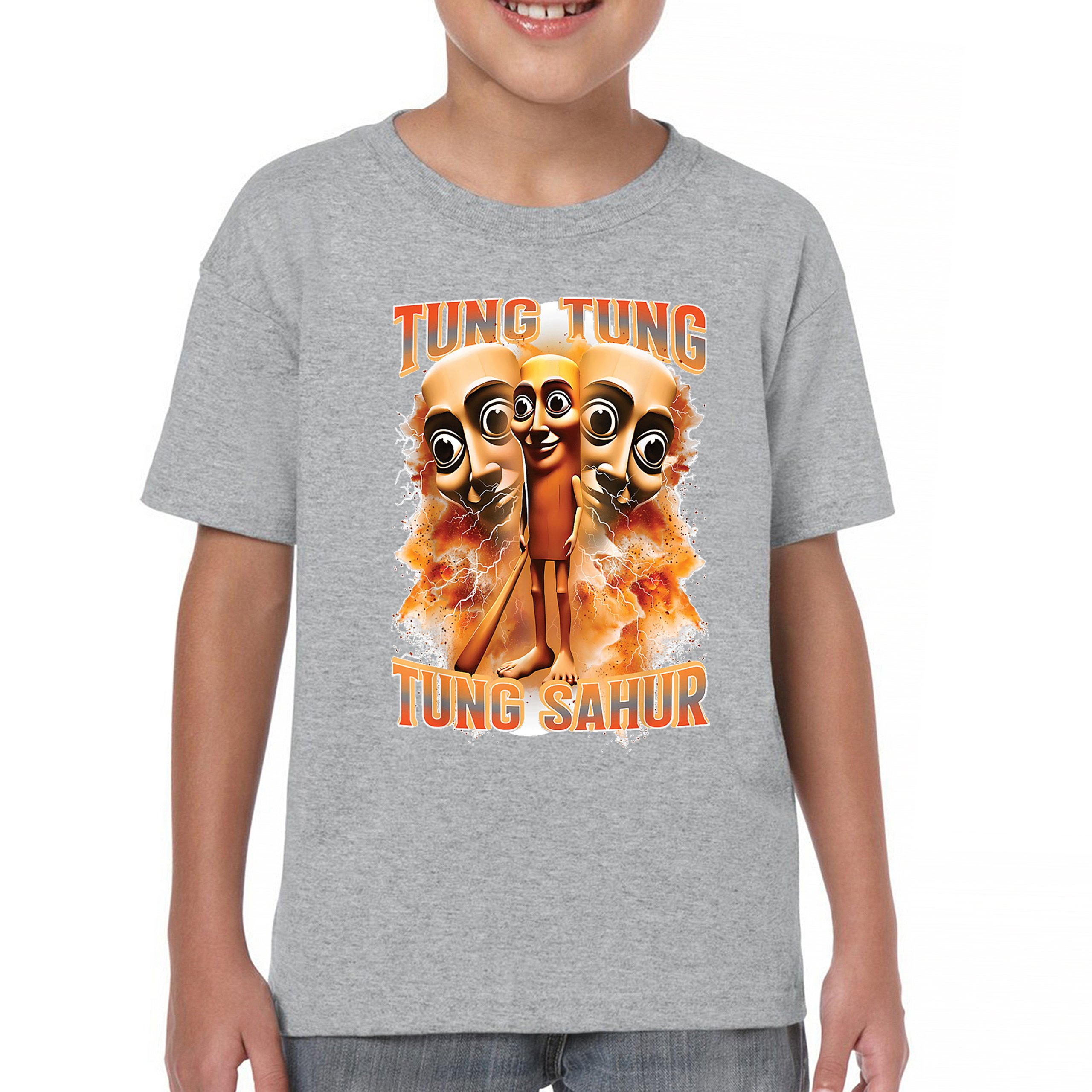 Tung Tung Tung Sahur Youth T-shirt Funny Italian Brainrot Meme VIbe Kids - Picture 9 of 50