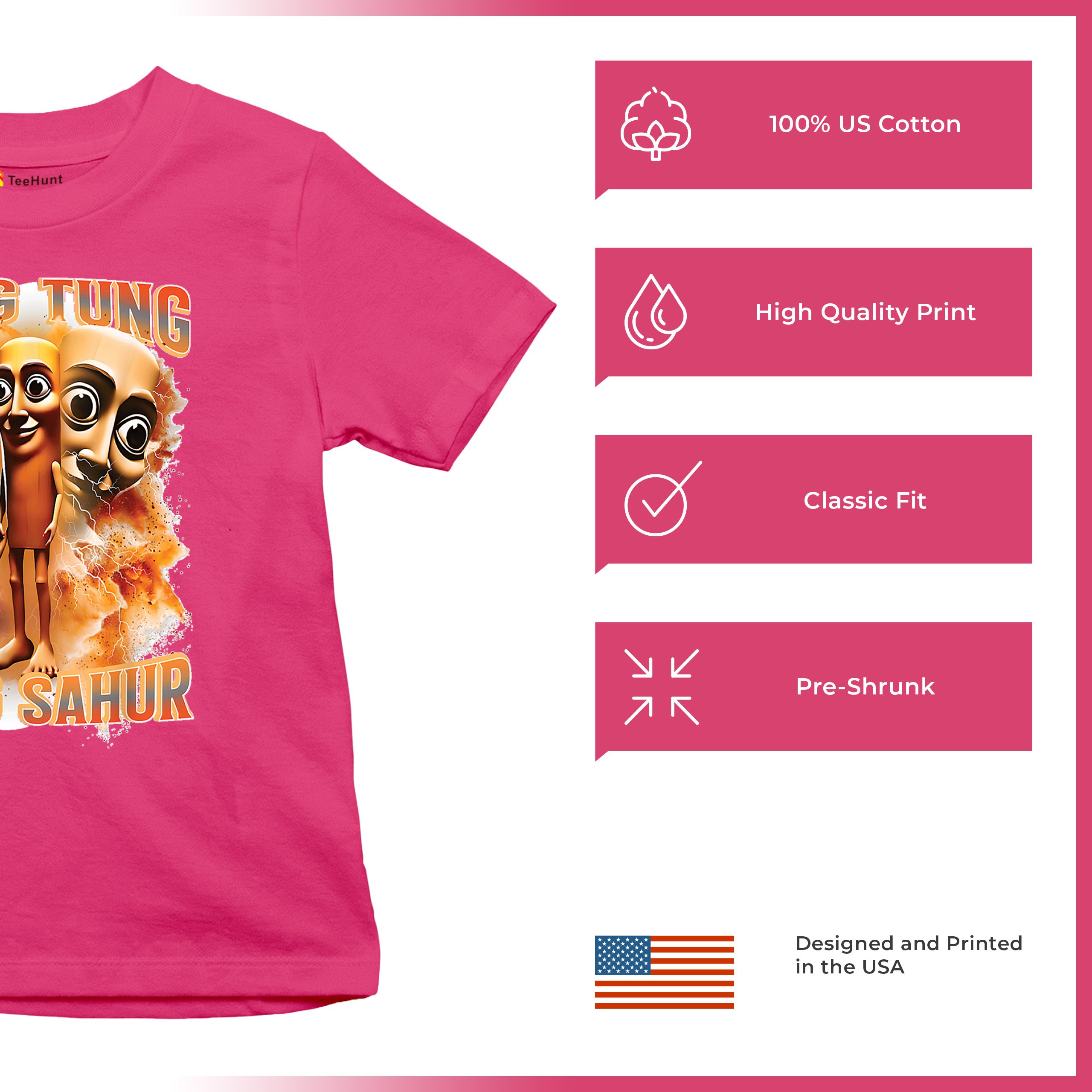 Tung Tung Tung Sahur Youth T-shirt Funny Italian Brainrot Meme VIbe Kids - Picture 49 of 50