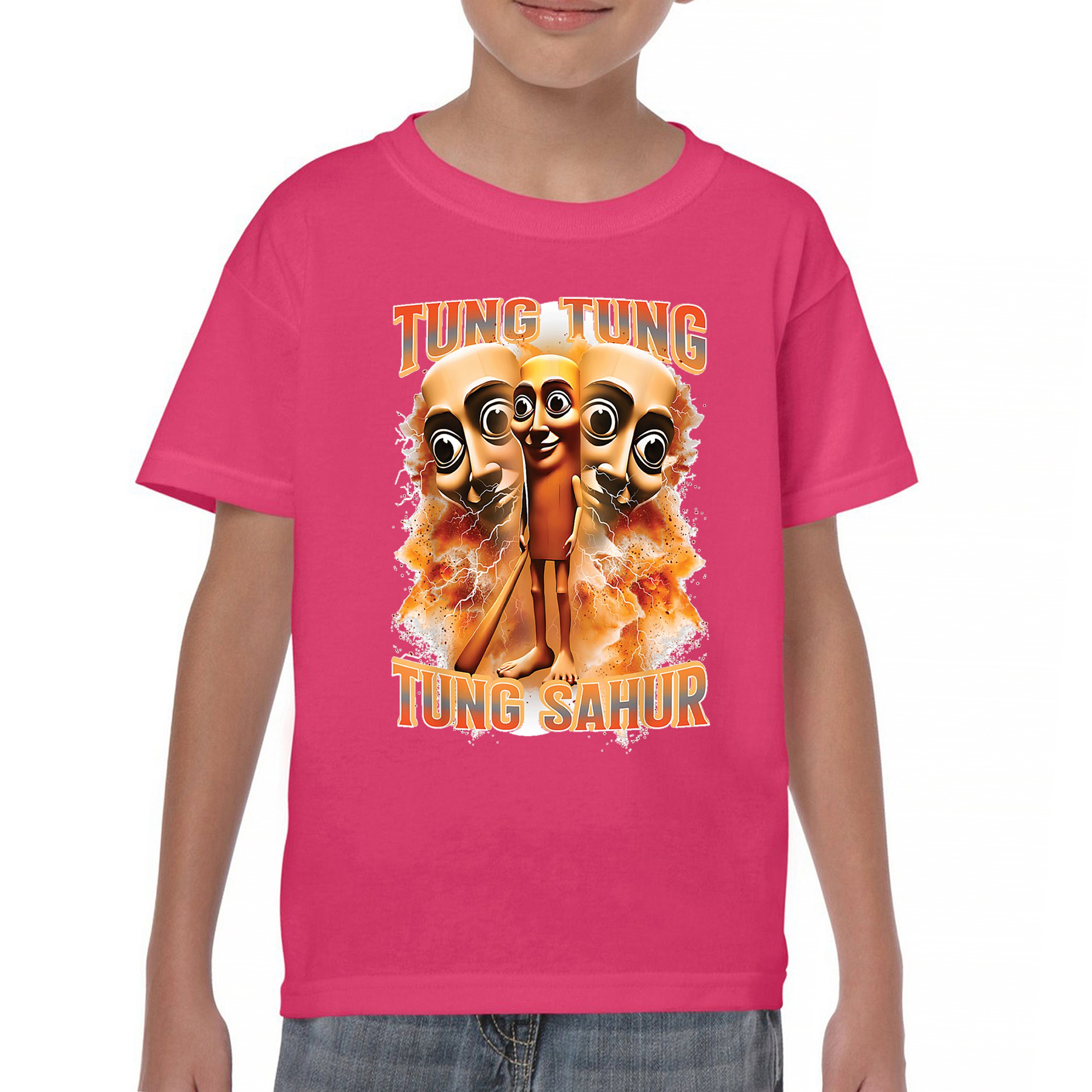 Tung Tung Tung Sahur Youth T-shirt Funny Italian Brainrot Meme VIbe Kids - Picture 44 of 50