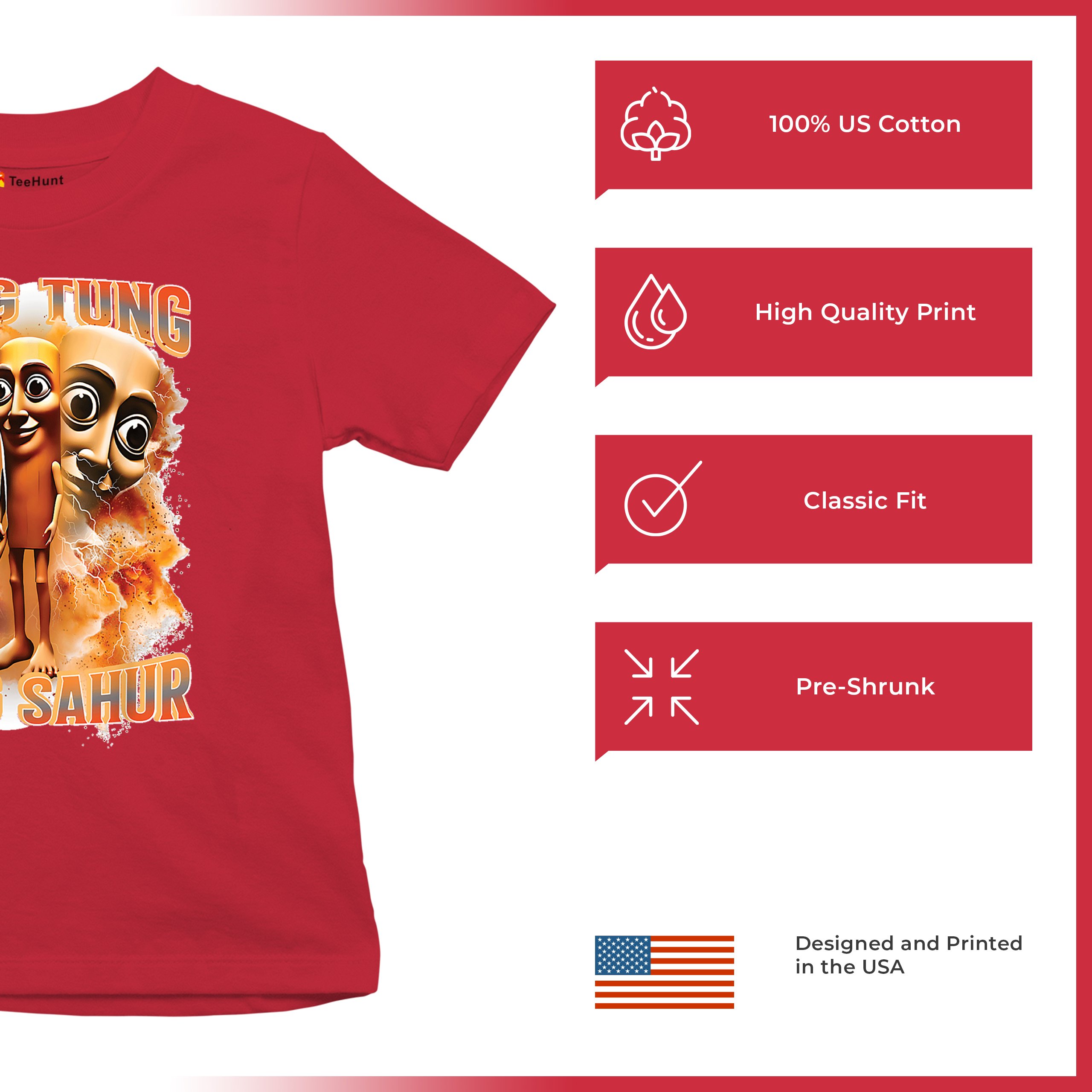 Tung Tung Tung Sahur Youth T-shirt Funny Italian Brainrot Meme VIbe Kids - Picture 21 of 50