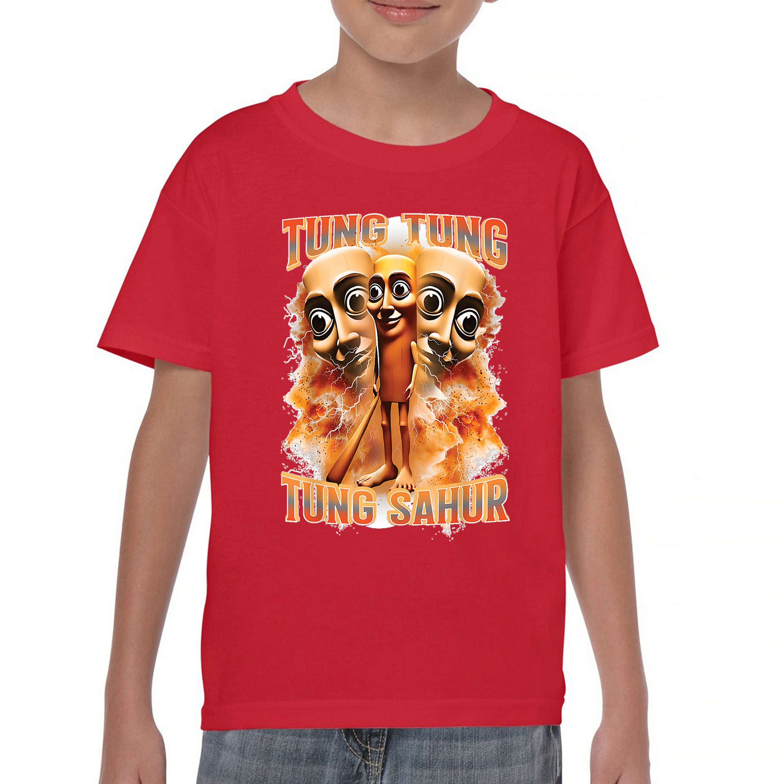 Tung Tung Tung Sahur Youth T-shirt Funny Italian Brainrot Meme VIbe Kids - Picture 16 of 50