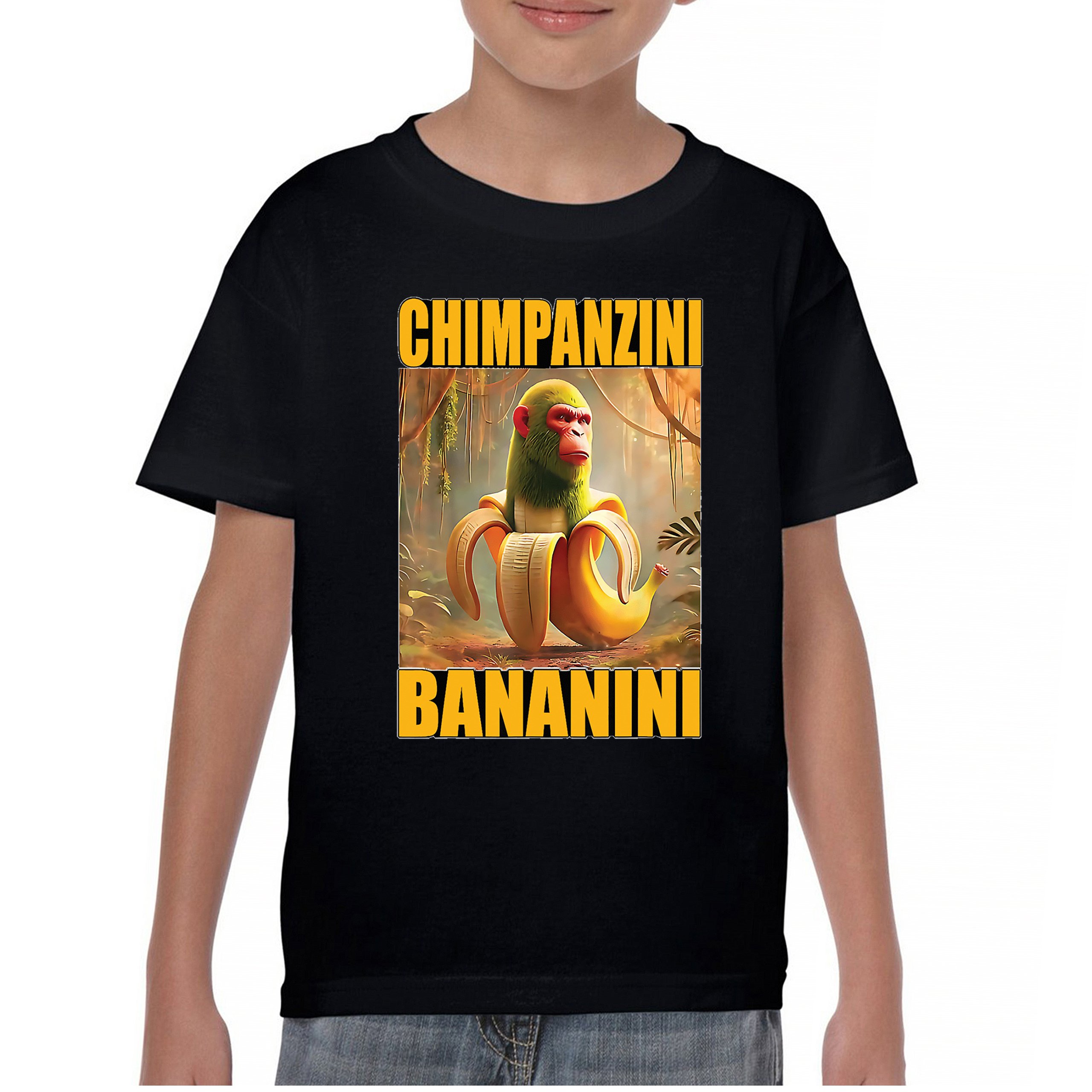 Champanzini Bananini Youth T-shirt Italian Brainrot Gen Z Alpha Meme Kids - Picture 2 of 50