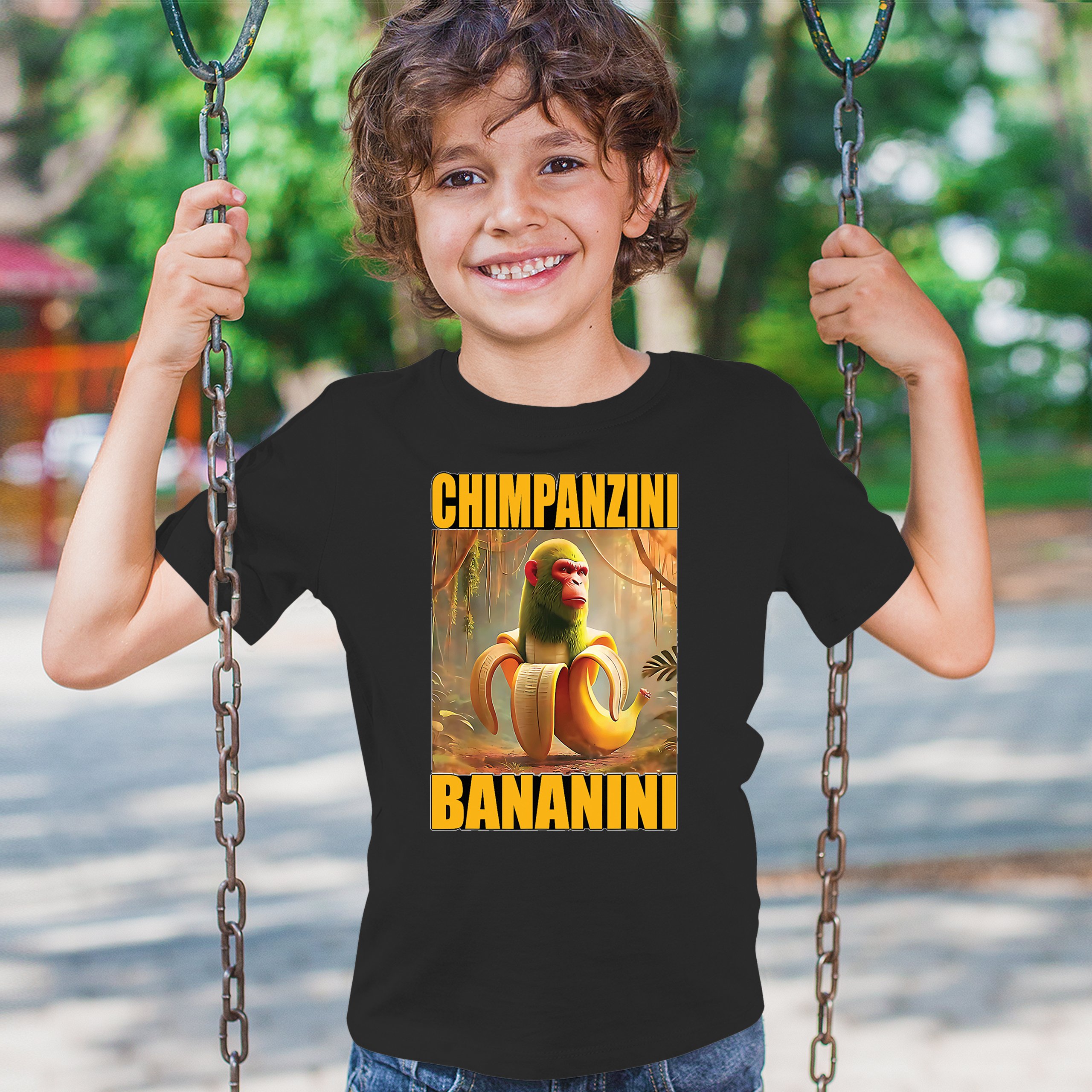 Champanzini Bananini Youth T-shirt Italian Brainrot Gen Z Alpha Meme Kids - Picture 5 of 50