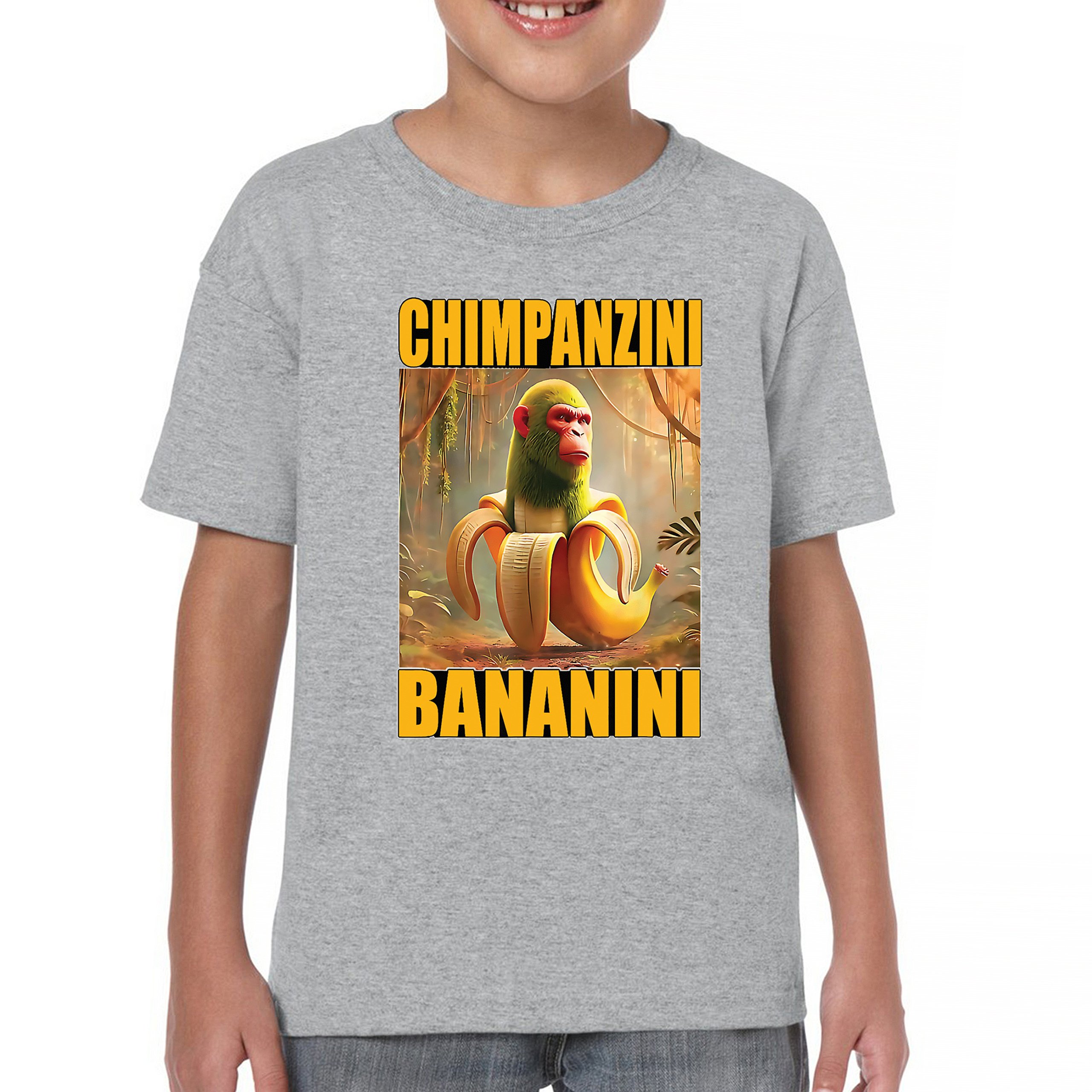 Champanzini Bananini Youth T-shirt Italian Brainrot Gen Z Alpha Meme Kids - Picture 9 of 50