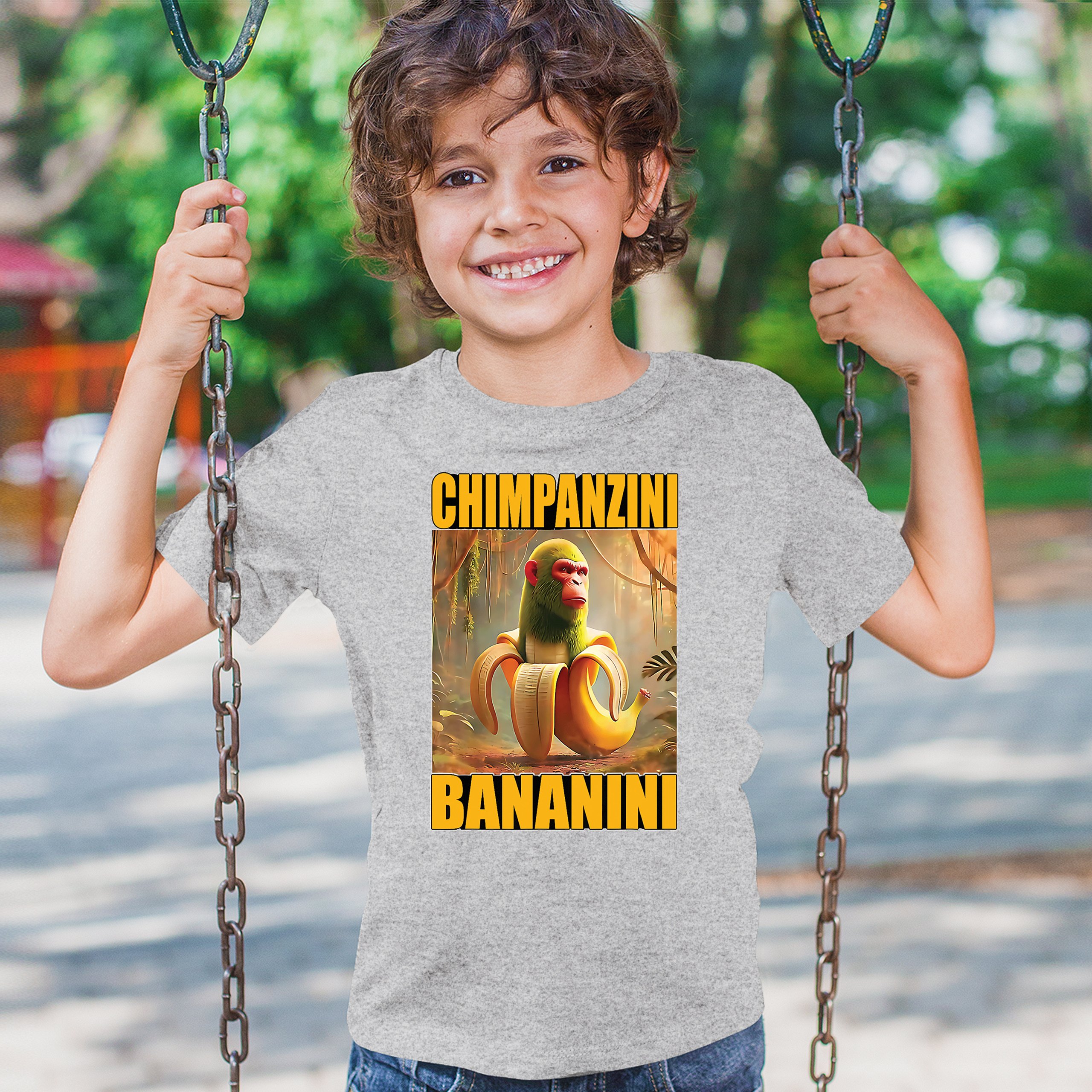 Champanzini Bananini Youth T-shirt Italian Brainrot Gen Z Alpha Meme Kids - Picture 12 of 50
