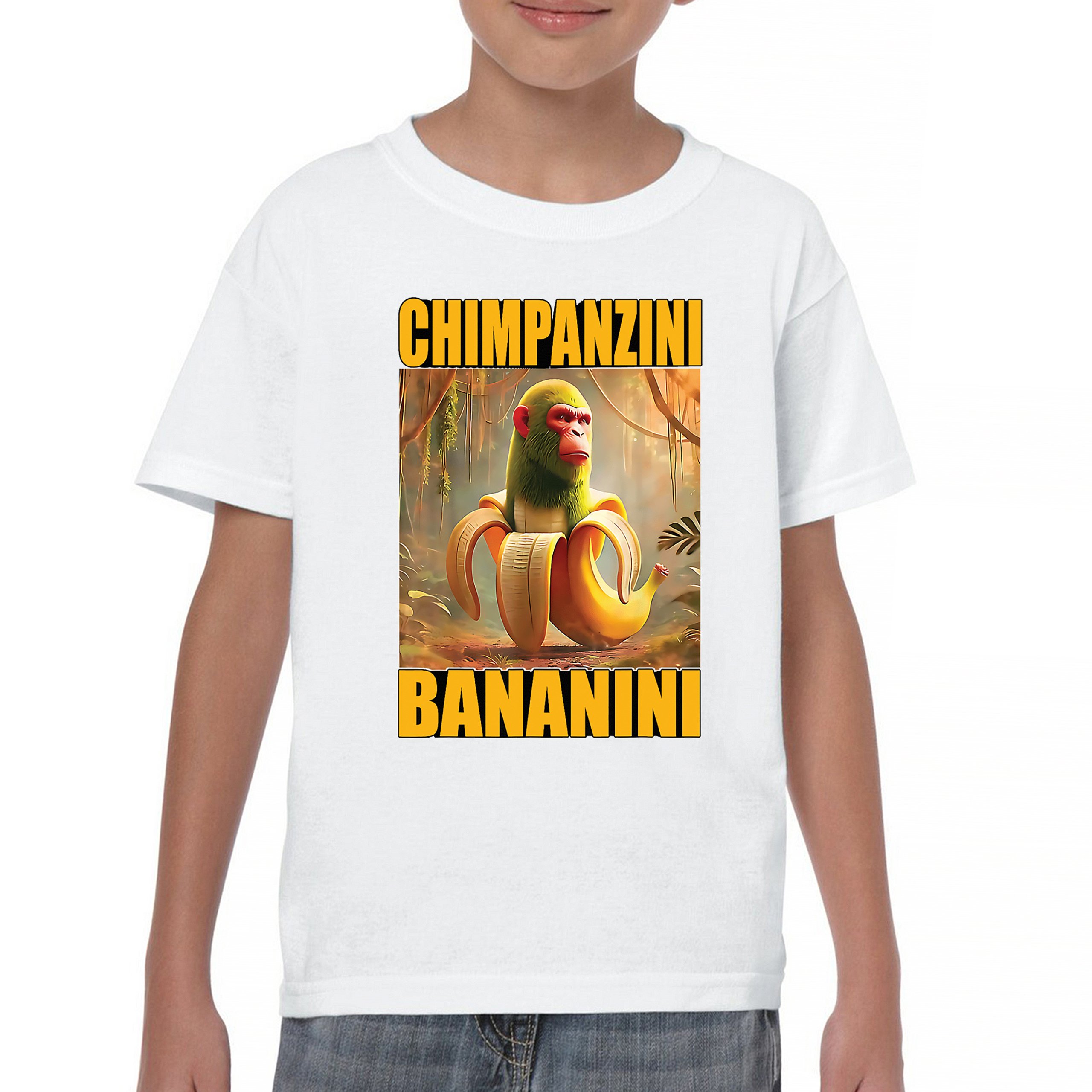 Champanzini Bananini Youth T-shirt Italian Brainrot Gen Z Alpha Meme Kids - Picture 23 of 50