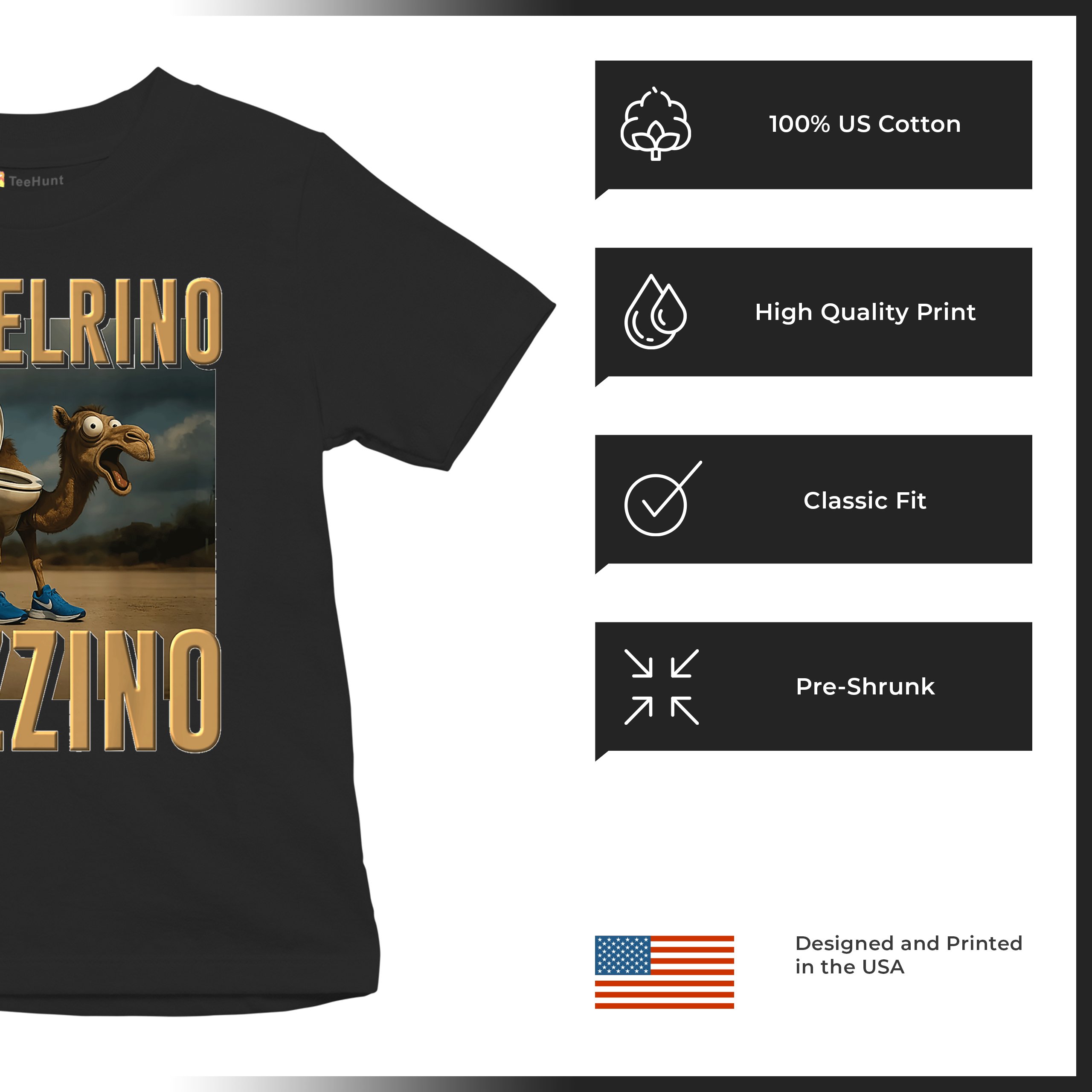 Camelrino Tazzino Youth T-shirt Fun Italian Brainrot Gen Z Alpha Meme Kids - Picture 7 of 50