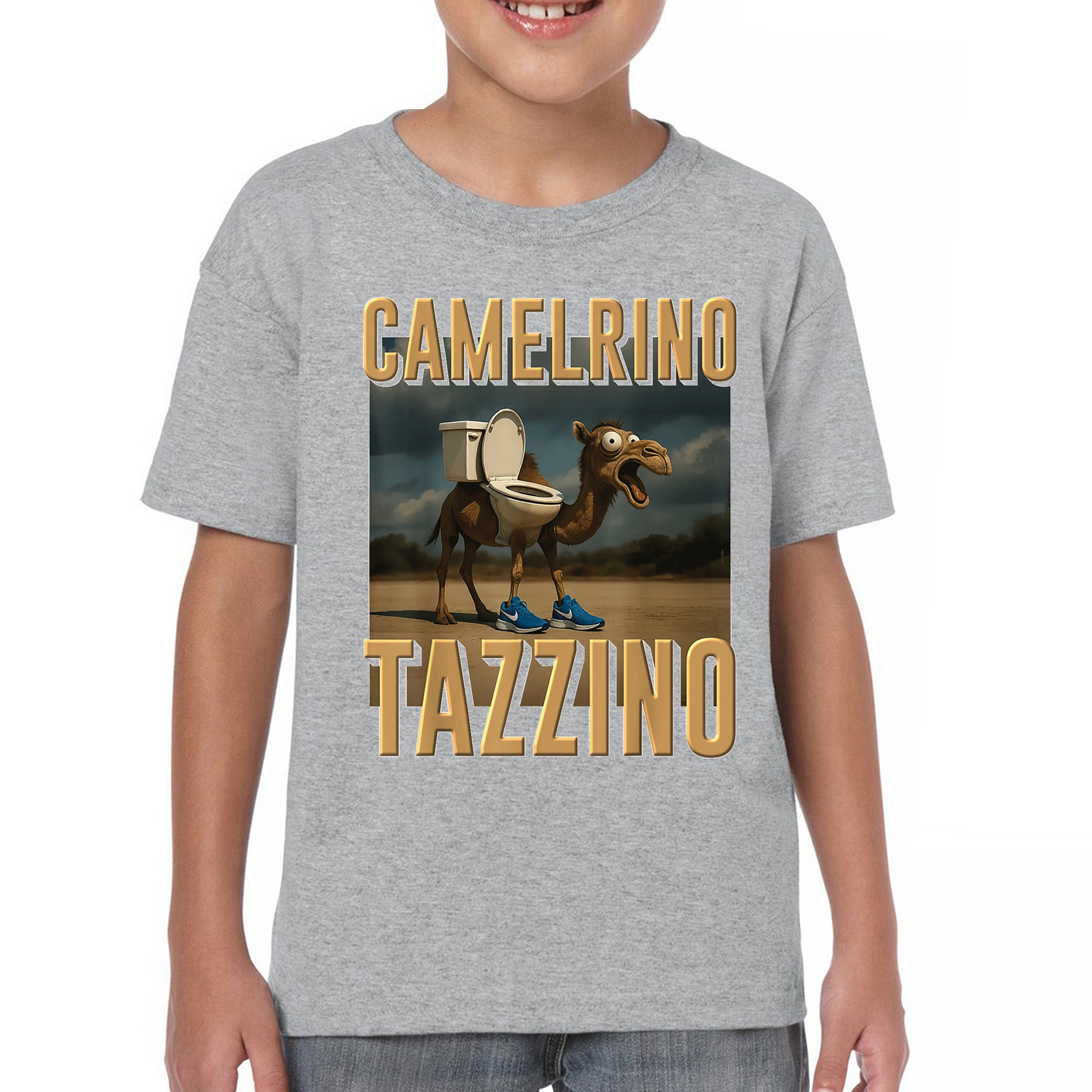 Camelrino Tazzino Youth T-shirt Fun Italian Brainrot Gen Z Alpha Meme Kids - Picture 9 of 50