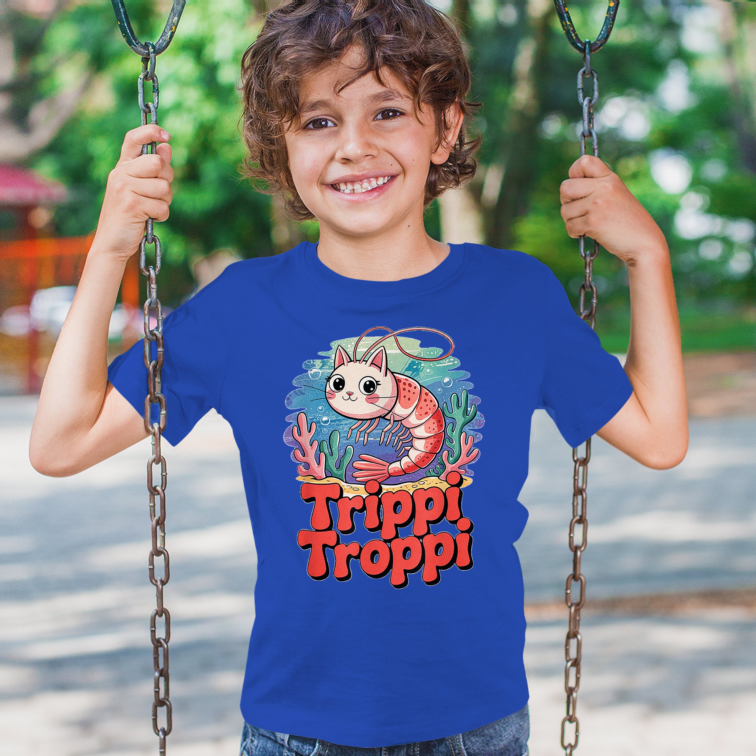 Trippi Troppi Shrim Cat Youth T-shirt Fun Italian Brainrot Gen Z Alpha Kids - Picture 40 of 50