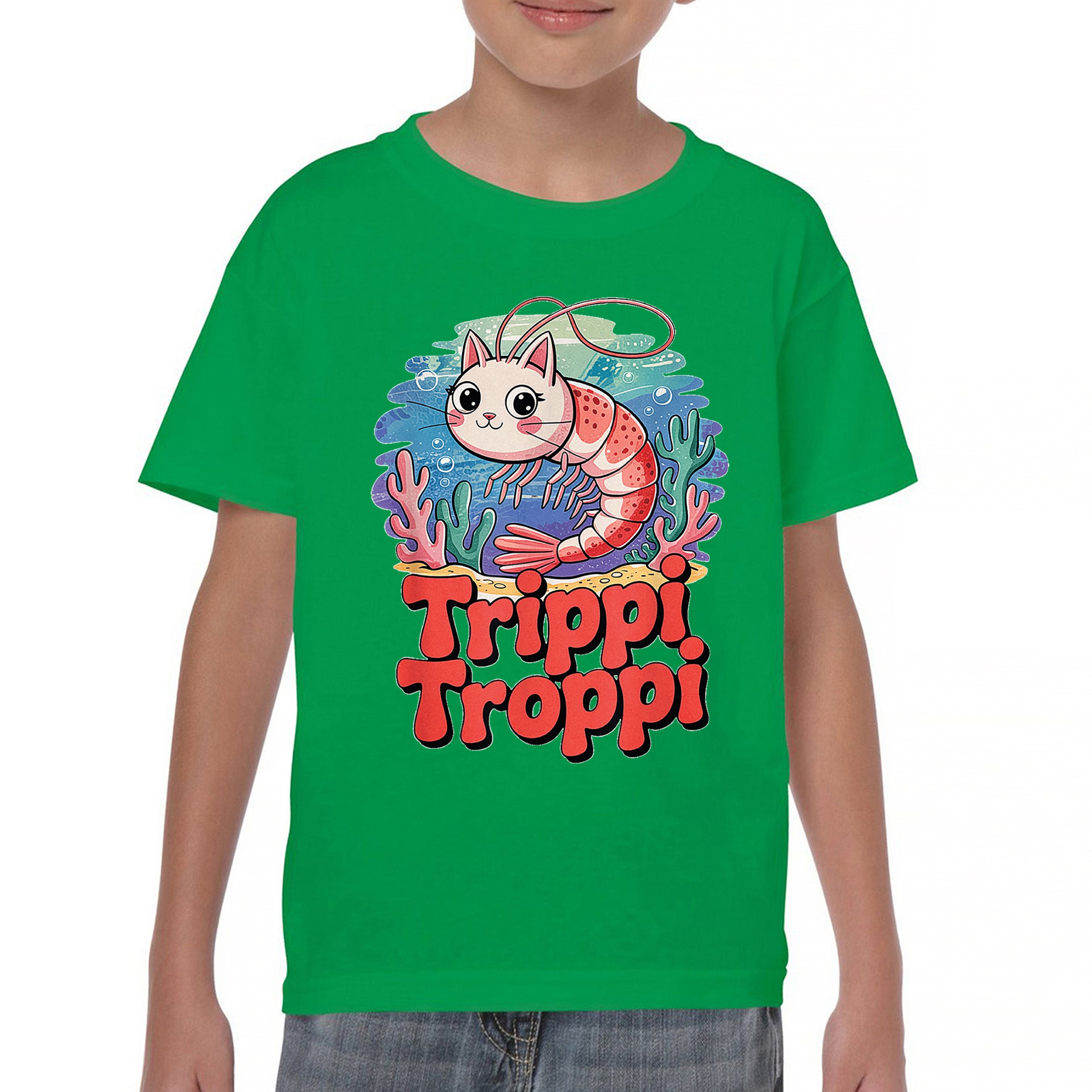 Trippi Troppi Shrim Cat Youth T-shirt Fun Italian Brainrot Gen Z Alpha Kids - Picture 30 of 50
