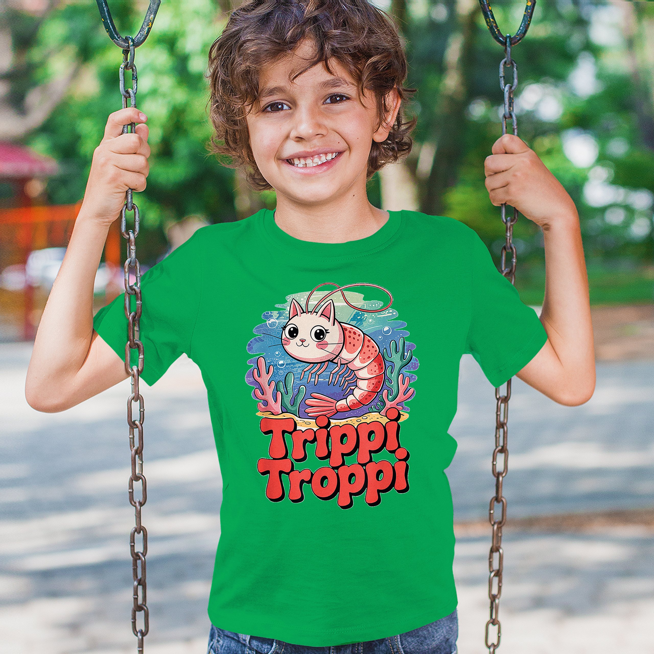 Trippi Troppi Shrim Cat Youth T-shirt Fun Italian Brainrot Gen Z Alpha Kids - Picture 33 of 50