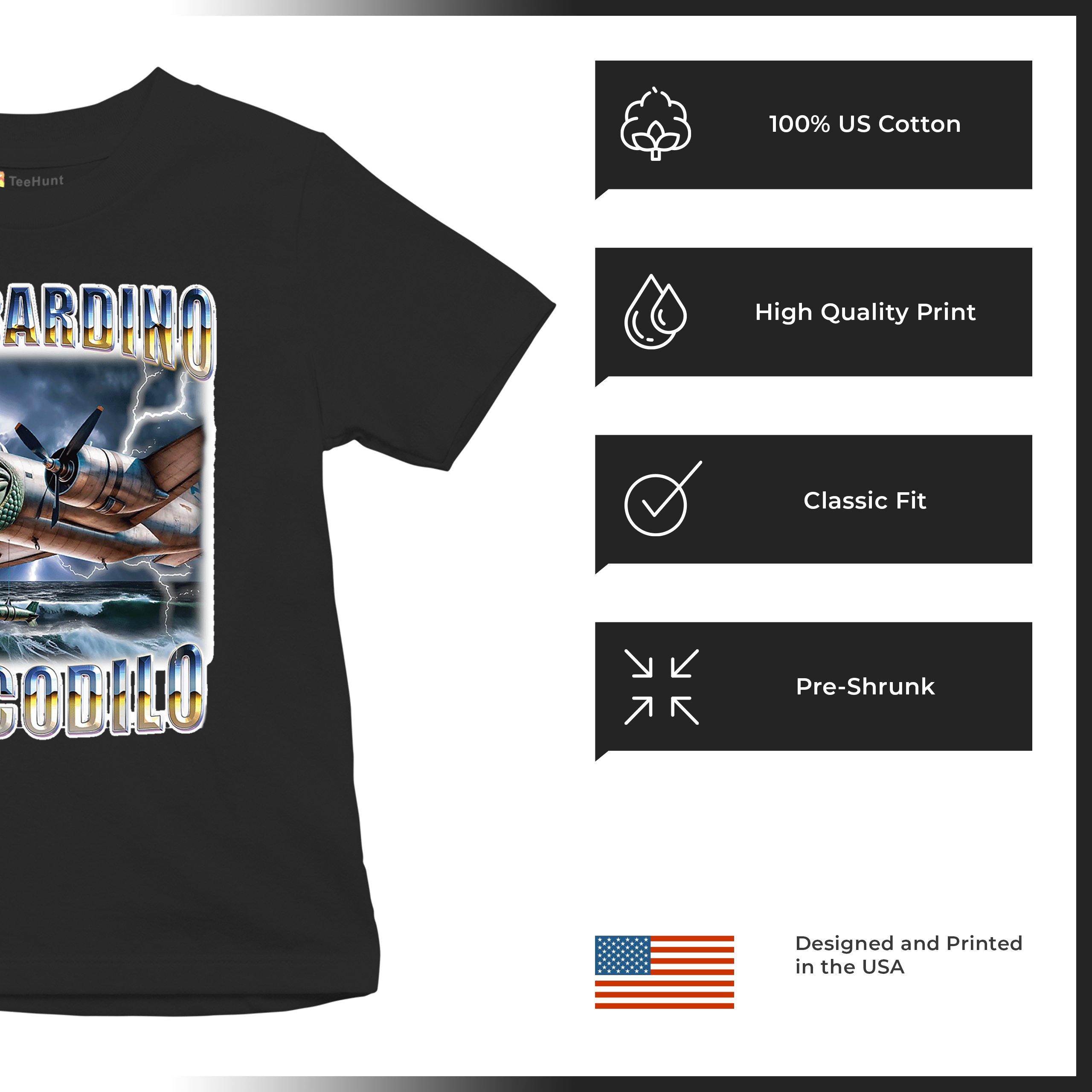 Bombardino Crocodilo Youth T-shirt Italian Brainrot Gen Z Alpha Meme Kids - Picture 14 of 50