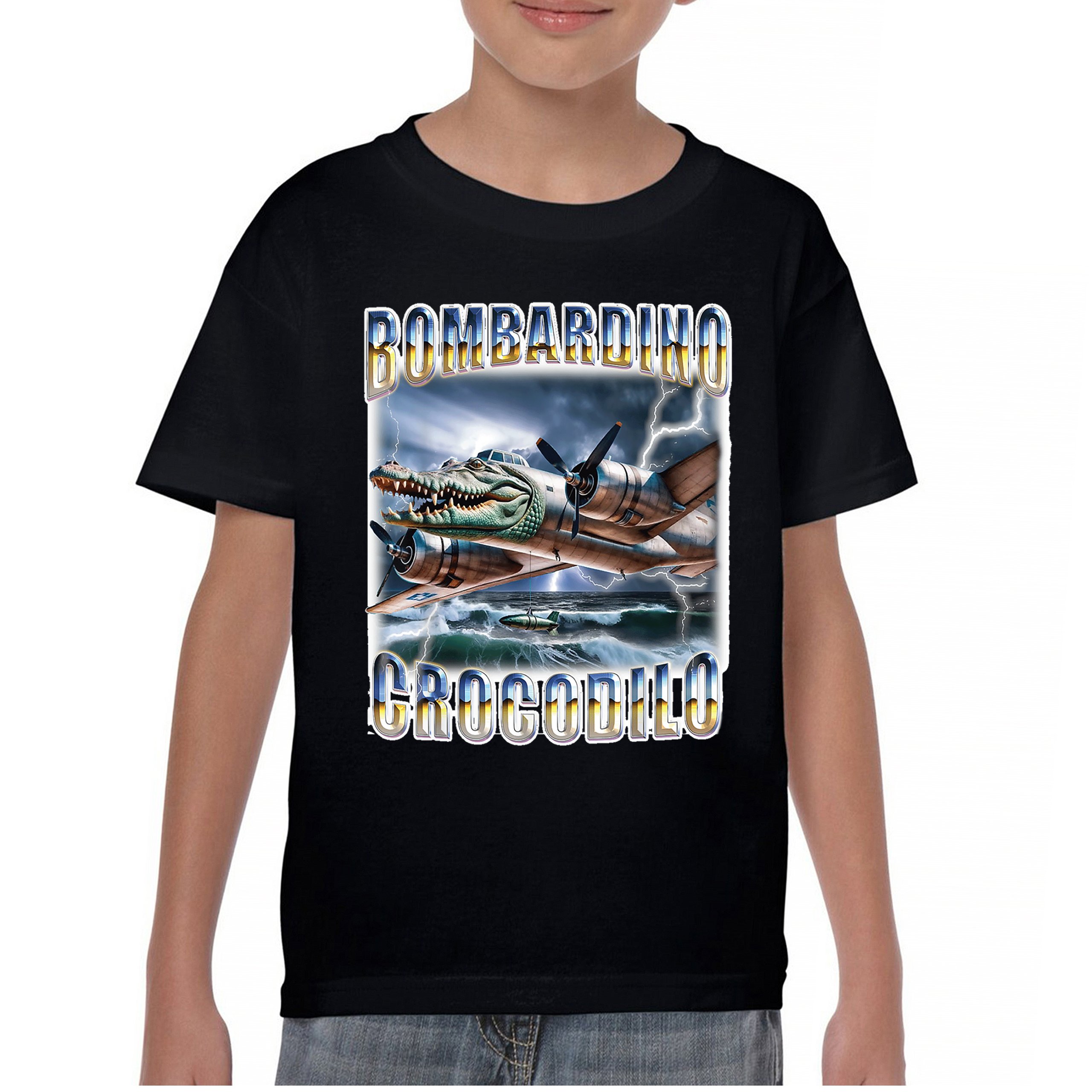 Bombardino Crocodilo Youth T-shirt Italian Brainrot Gen Z Alpha Meme Kids - Picture 9 of 50