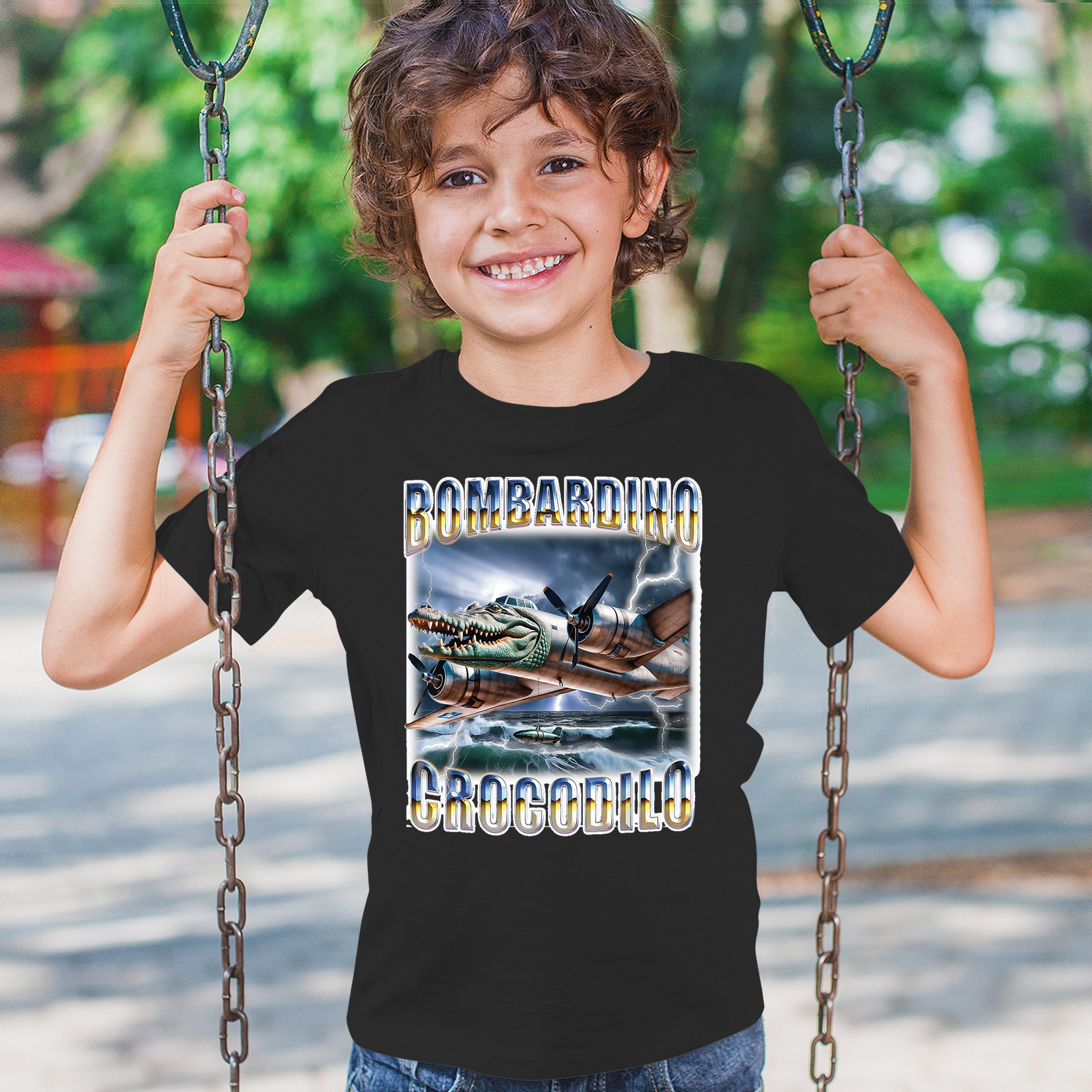 Bombardino Crocodilo Youth T-shirt Italian Brainrot Gen Z Alpha Meme Kids - Picture 12 of 50