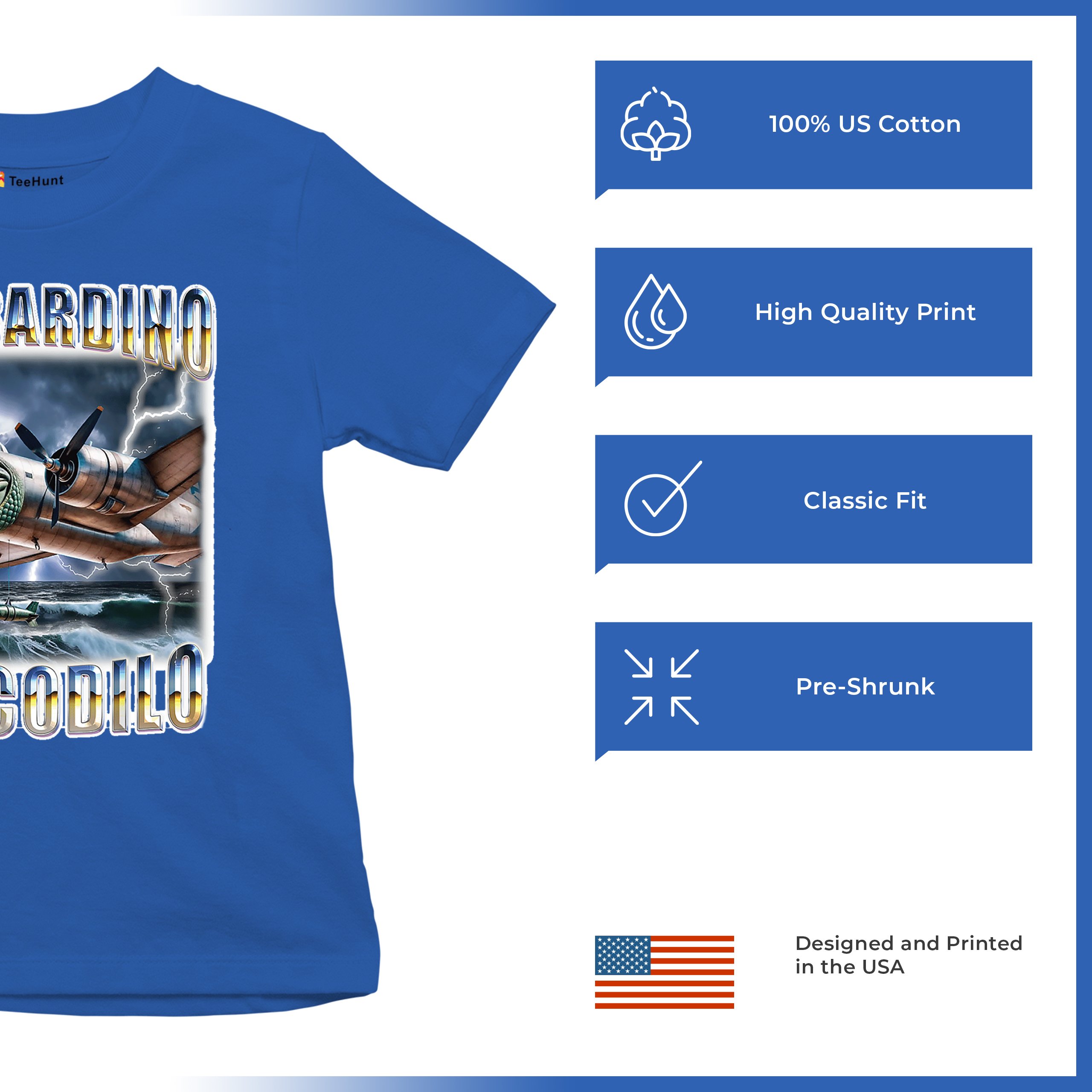 Bombardino Crocodilo Youth T-shirt Italian Brainrot Gen Z Alpha Meme Kids - Picture 42 of 50