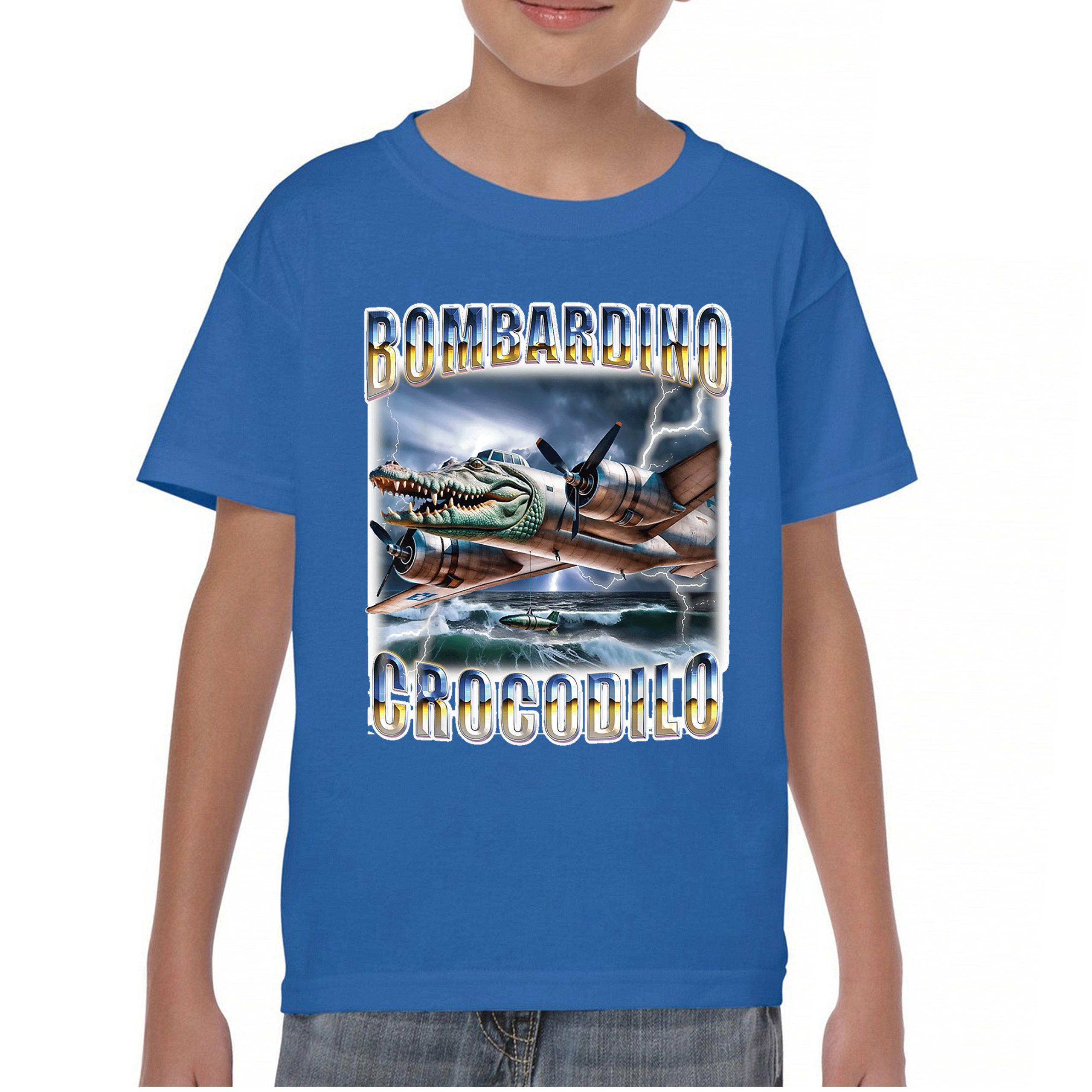 Bombardino Crocodilo Youth T-shirt Italian Brainrot Gen Z Alpha Meme Kids - Picture 37 of 50