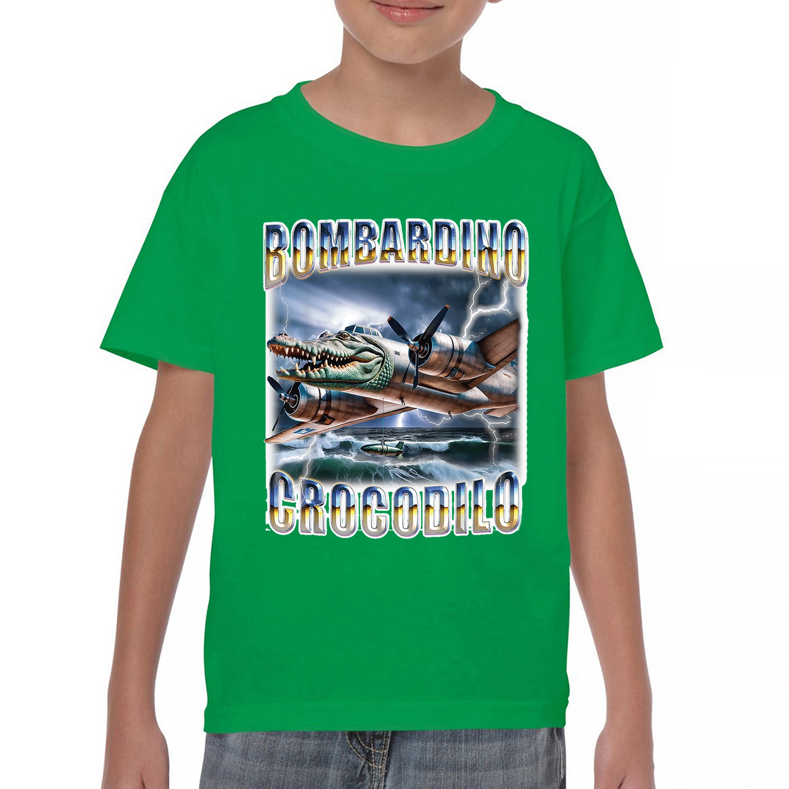 Bombardino Crocodilo Youth T-shirt Italian Brainrot Gen Z Alpha Meme Kids - Picture 30 of 50